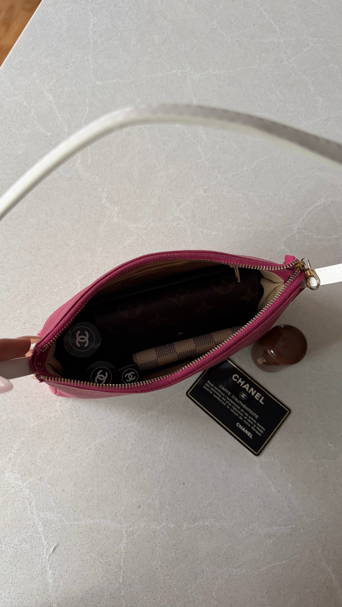 Authentic Chanel Upcycle Pink Caviar Purse with Shoulder Strap
