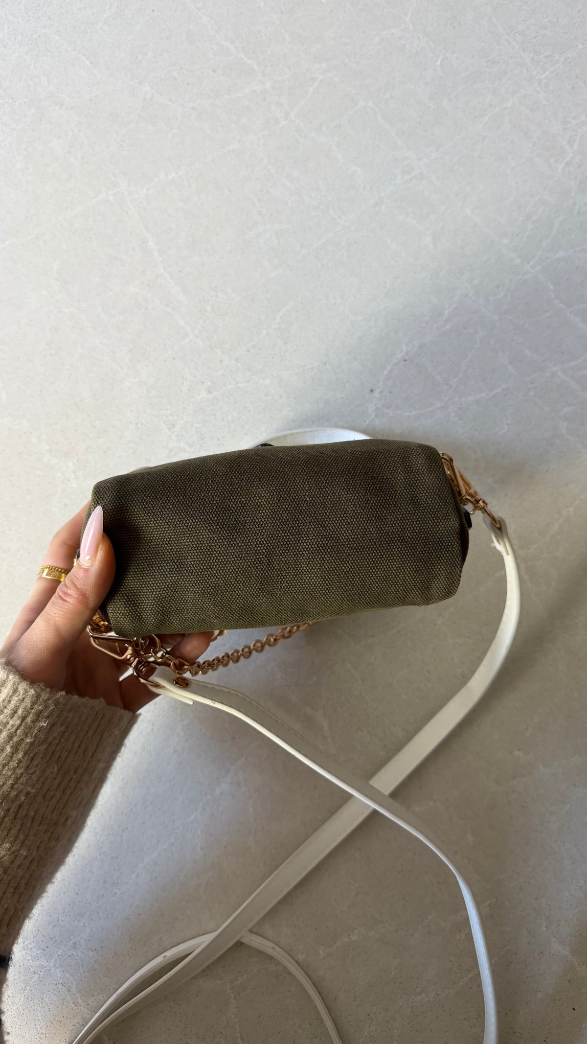 Authentic Prada Upcycle Versatile Small Green Pouch with Straps & Chain