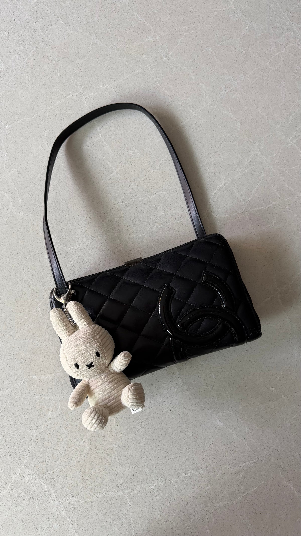 Authentic Vintage Chanel Upcycle Black Lambskin Shoulder Wallet with Strap