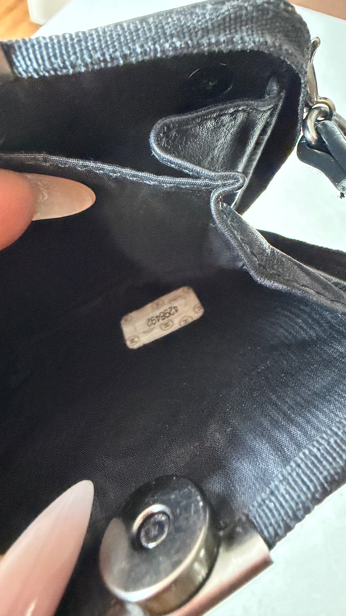 Authentic Chanel Black Patent Key Holder Charm with Chain