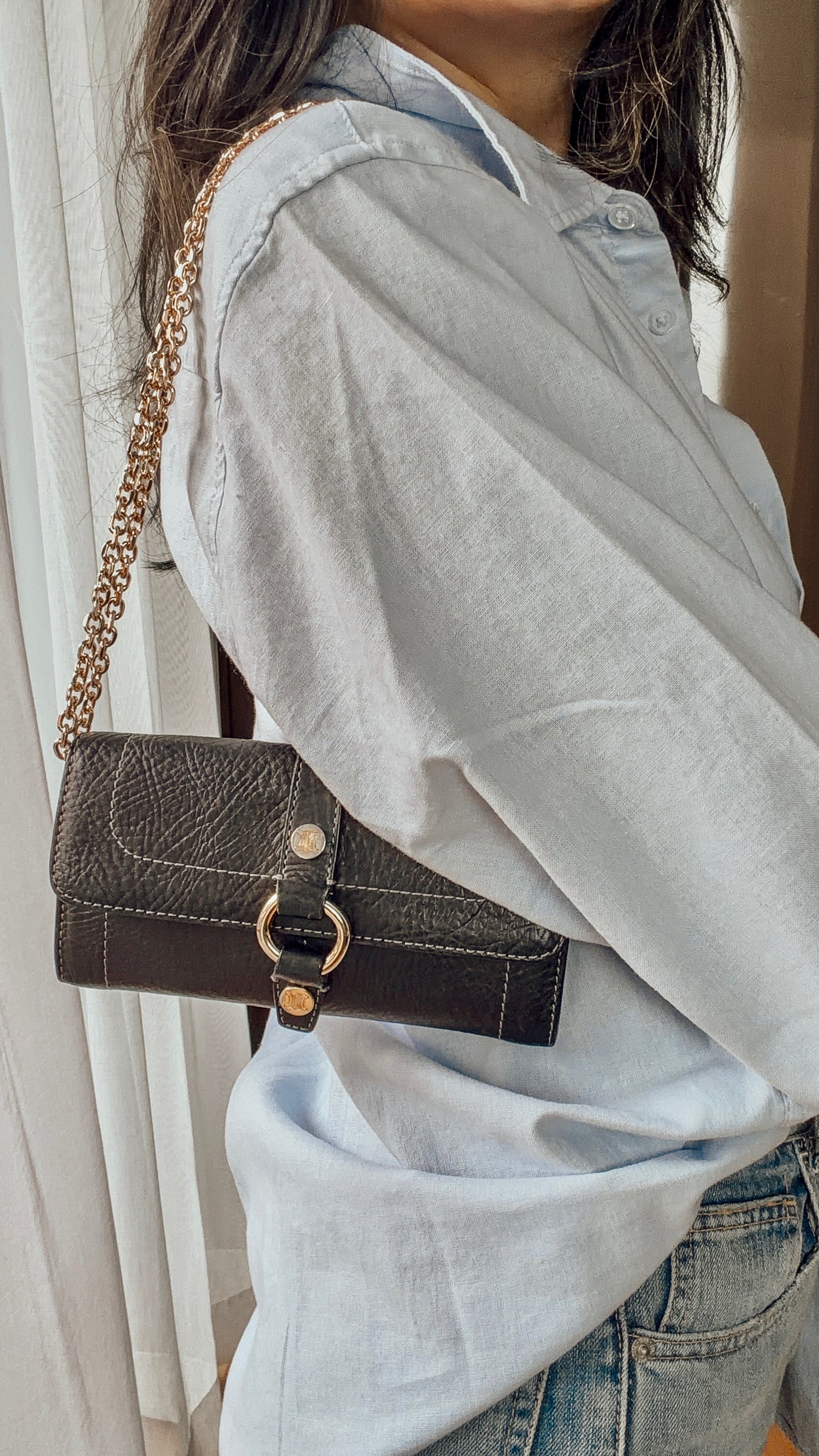 Authentic Celine Upcycle Wallet with Versatile Chain