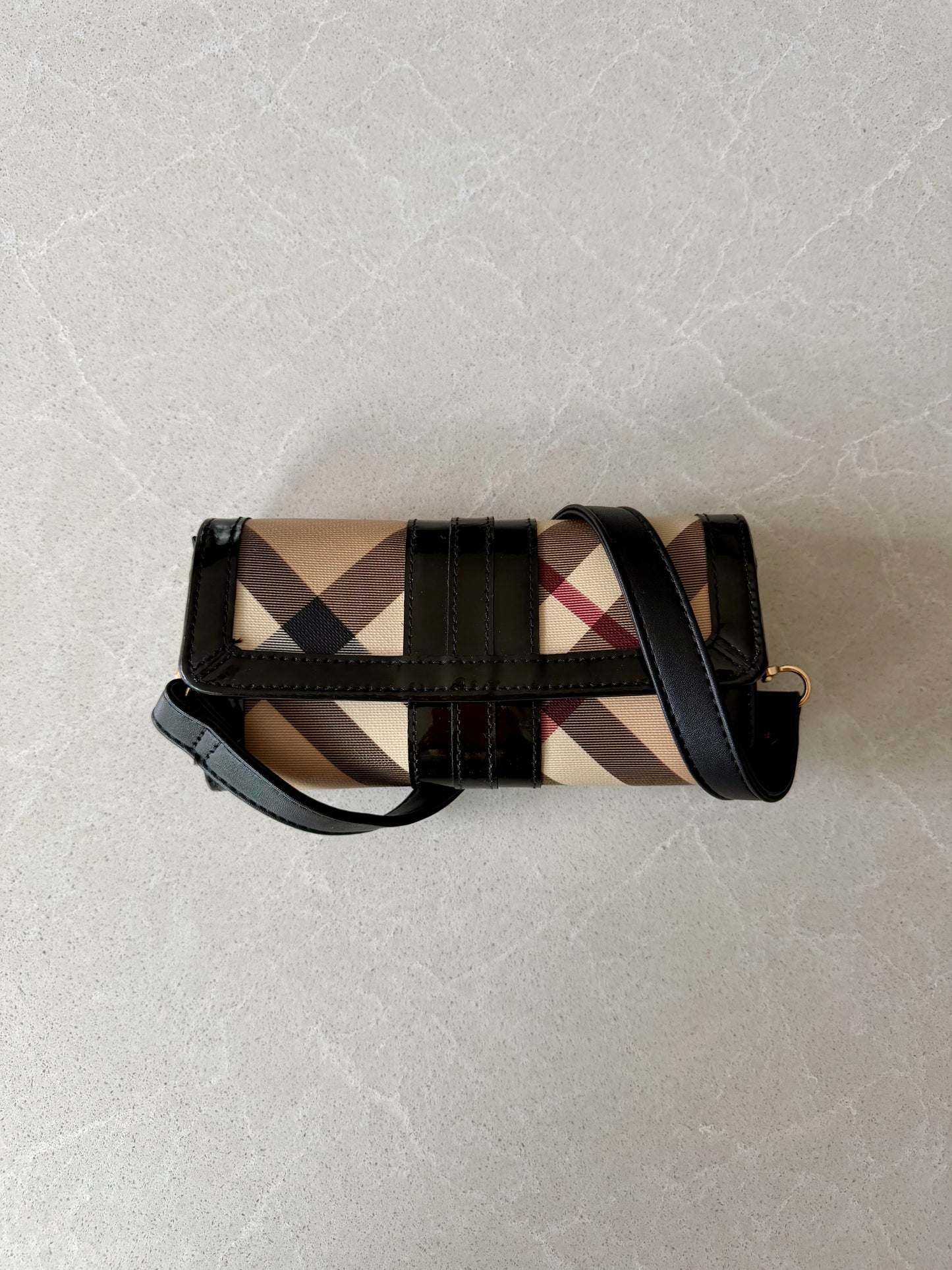 Authentic Burberry Upcycle Flap Wallet with Shoulder Strap