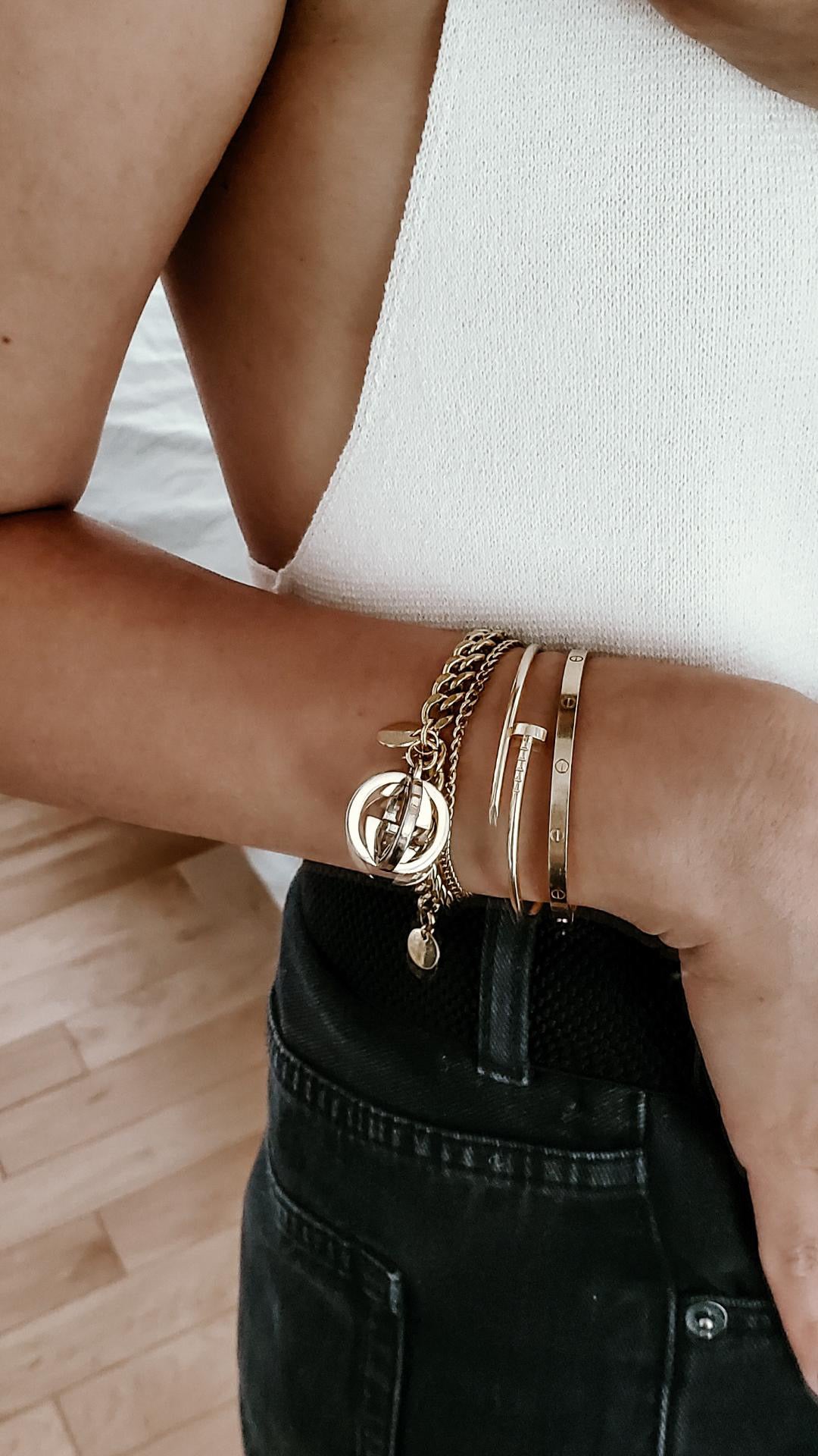 Authentic Gucci Upcycle Ball Gold Bracelet