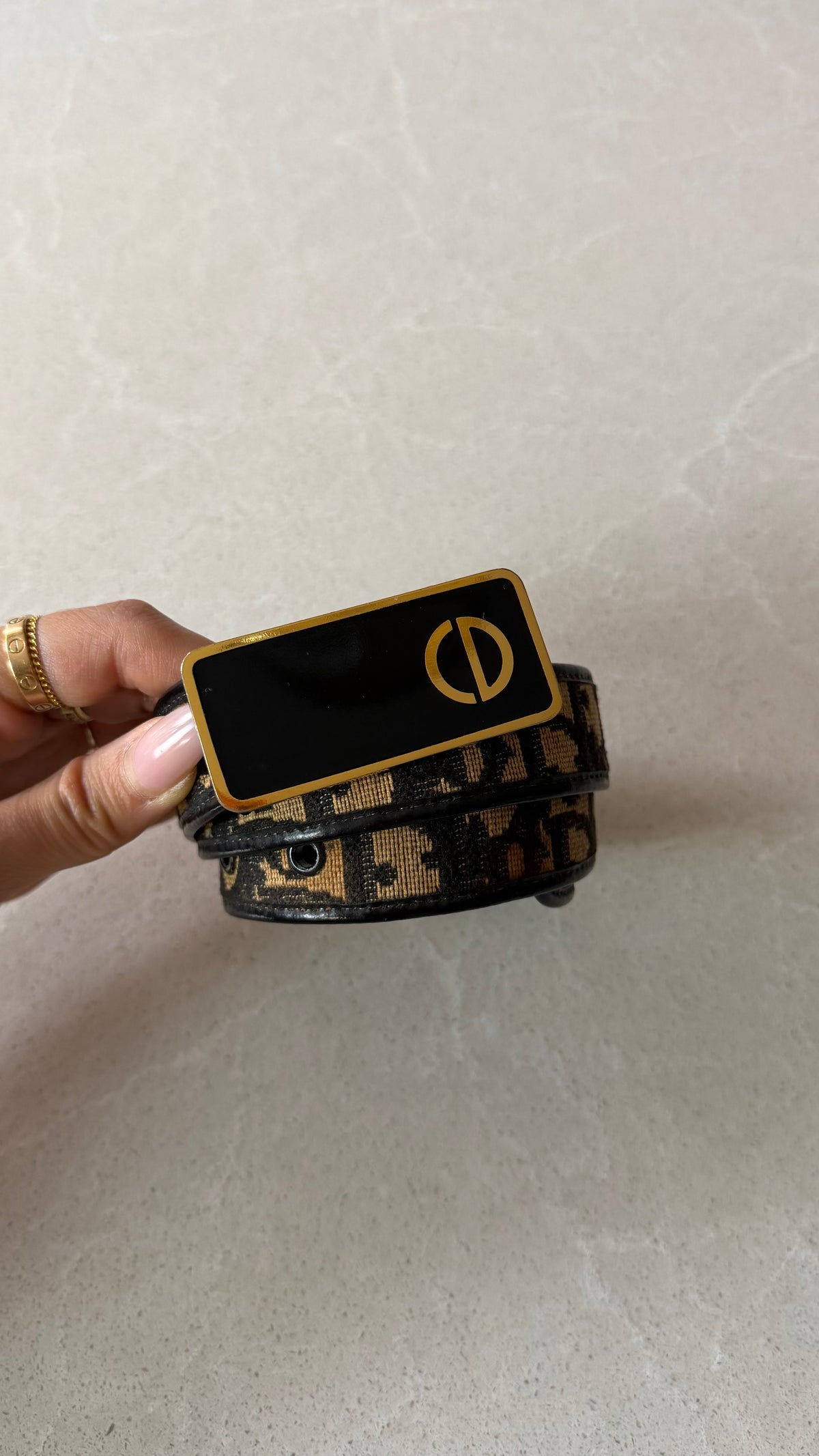 Authentic Dior Navy Leather Belt