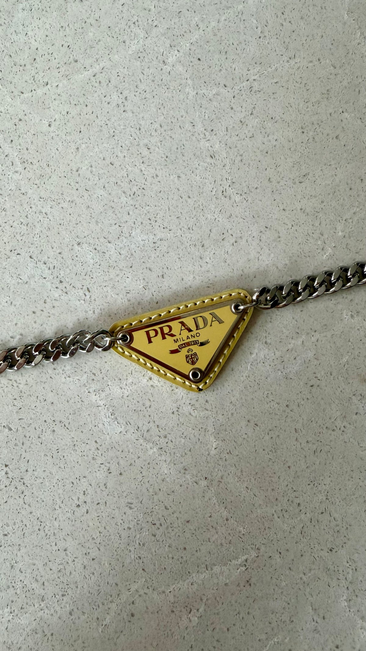 Authentic Prada Upcycle Yellow/ Silver Necklace