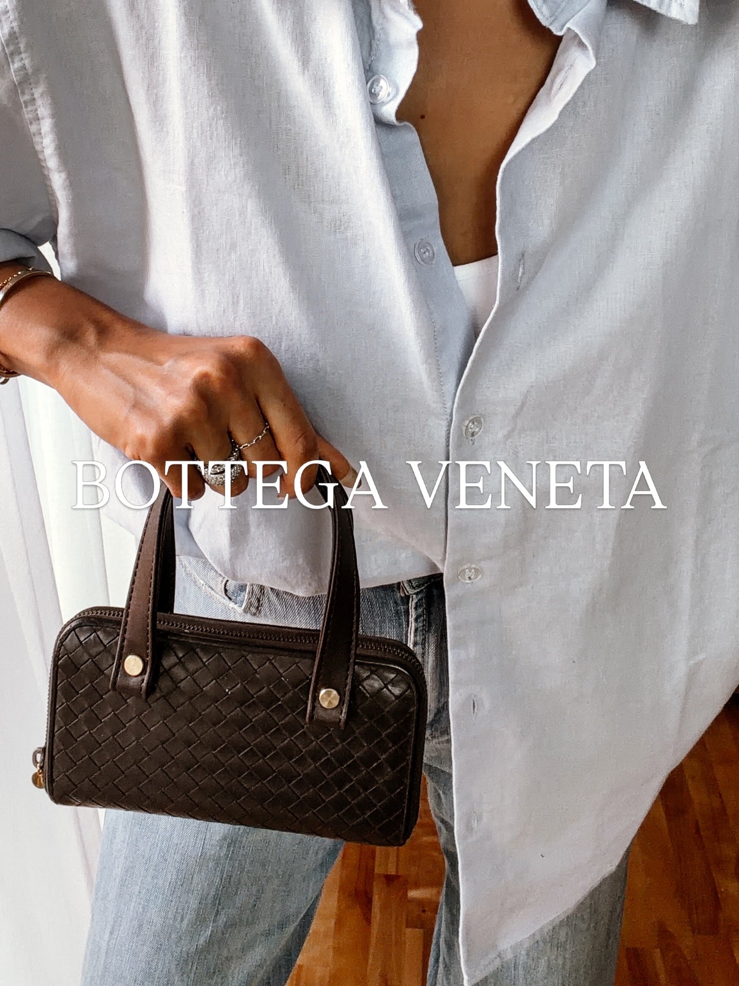 Authentic Bottega Veneta Upcycle Brown Zip Wallet with Two Handles