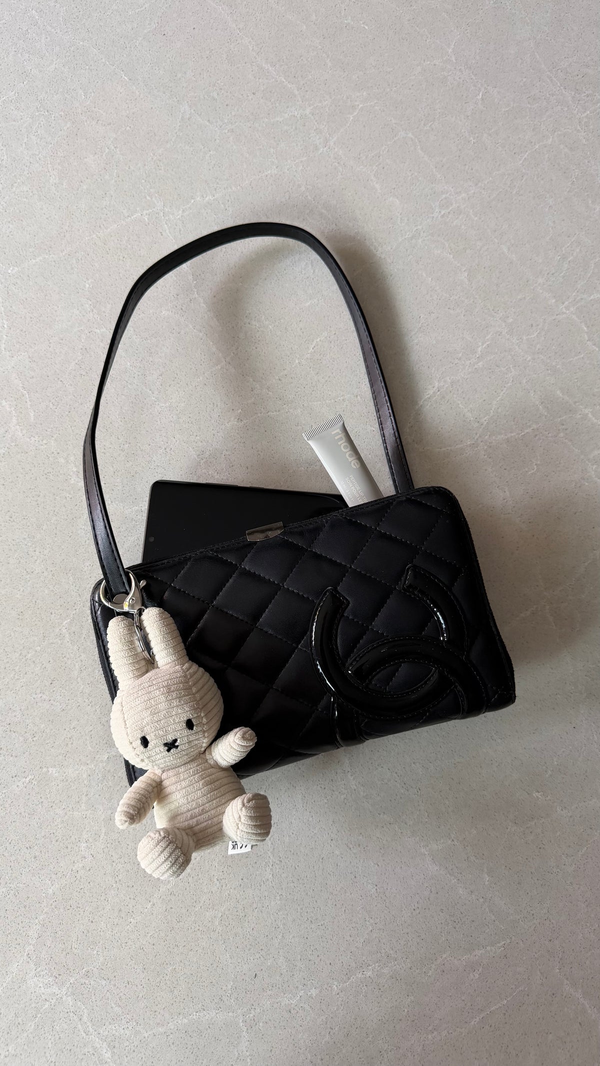 Authentic Vintage Chanel Upcycle Black Lambskin Shoulder Wallet with Strap