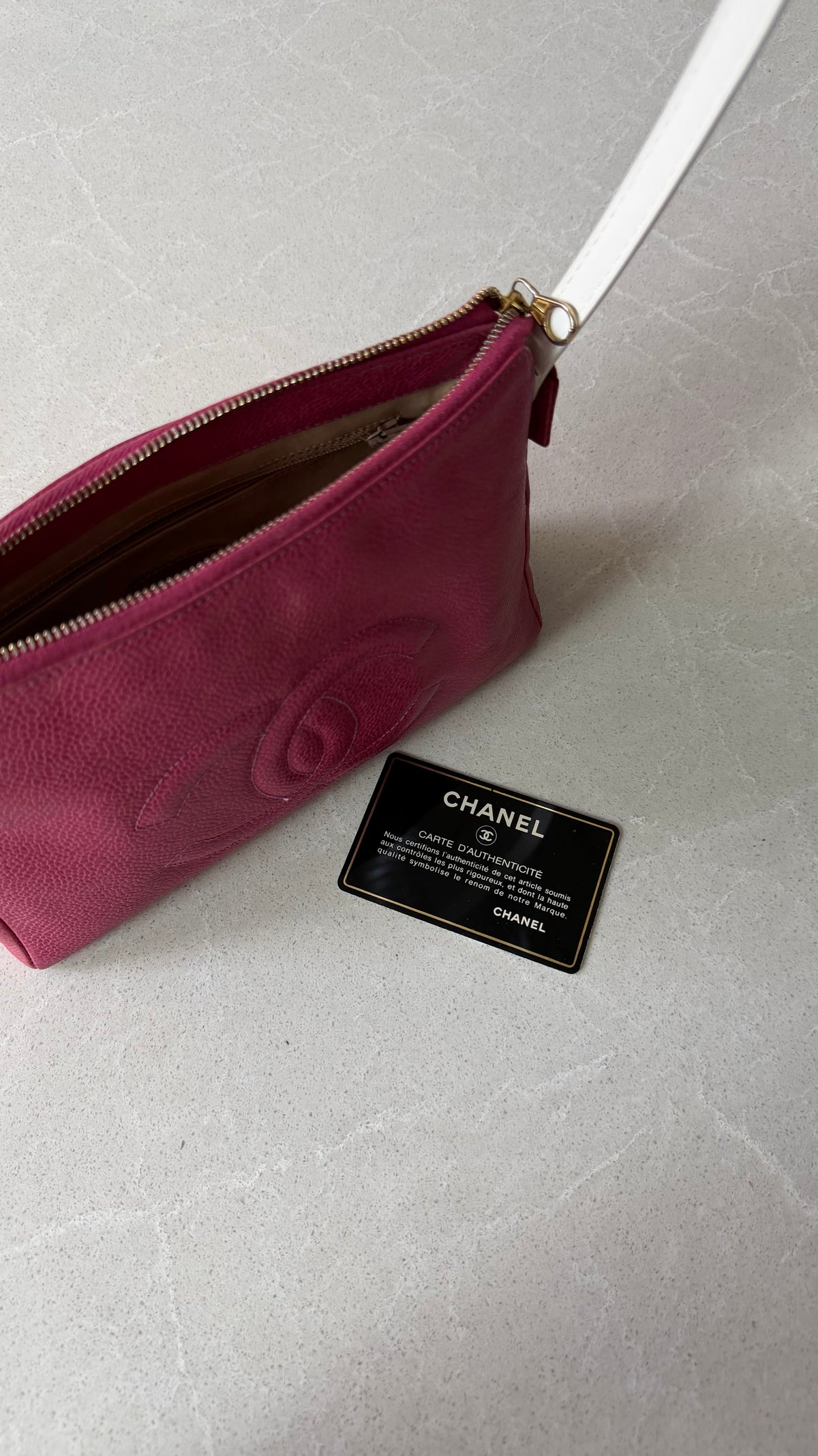 Authentic Chanel Upcycle Pink Caviar Purse with Shoulder Strap