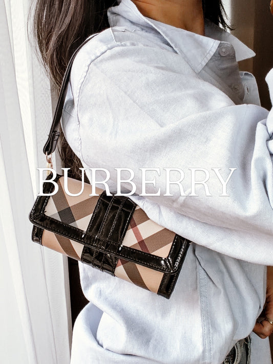 Authentic Burberry Upcycle Flap Wallet with Shoulder Strap