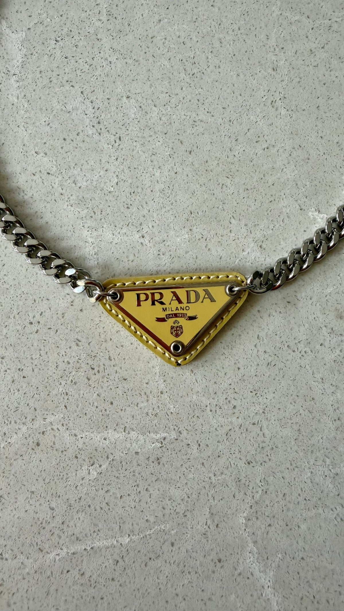 Authentic Prada Upcycle Yellow/ Silver Necklace