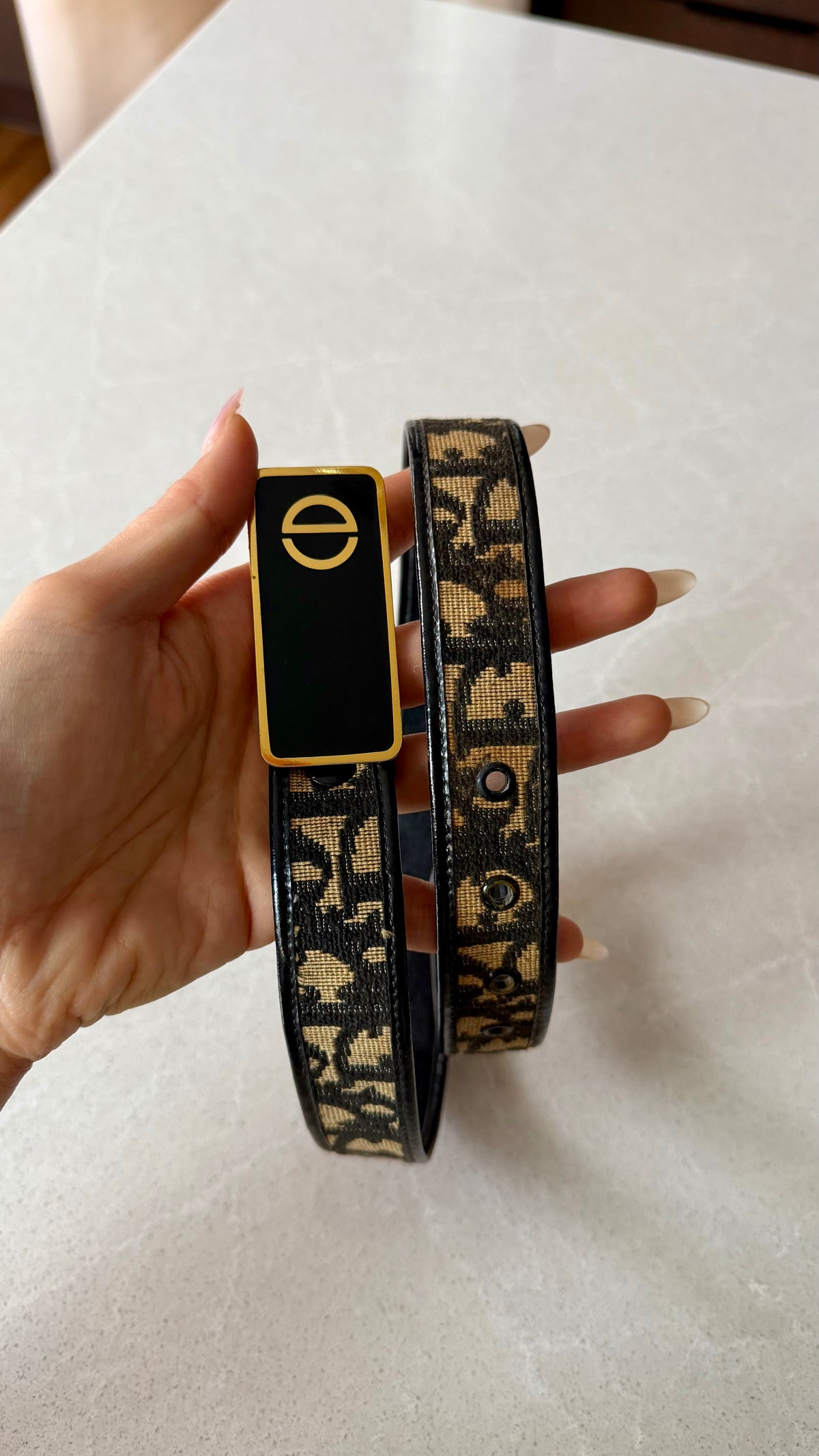Authentic Dior Navy Leather Belt
