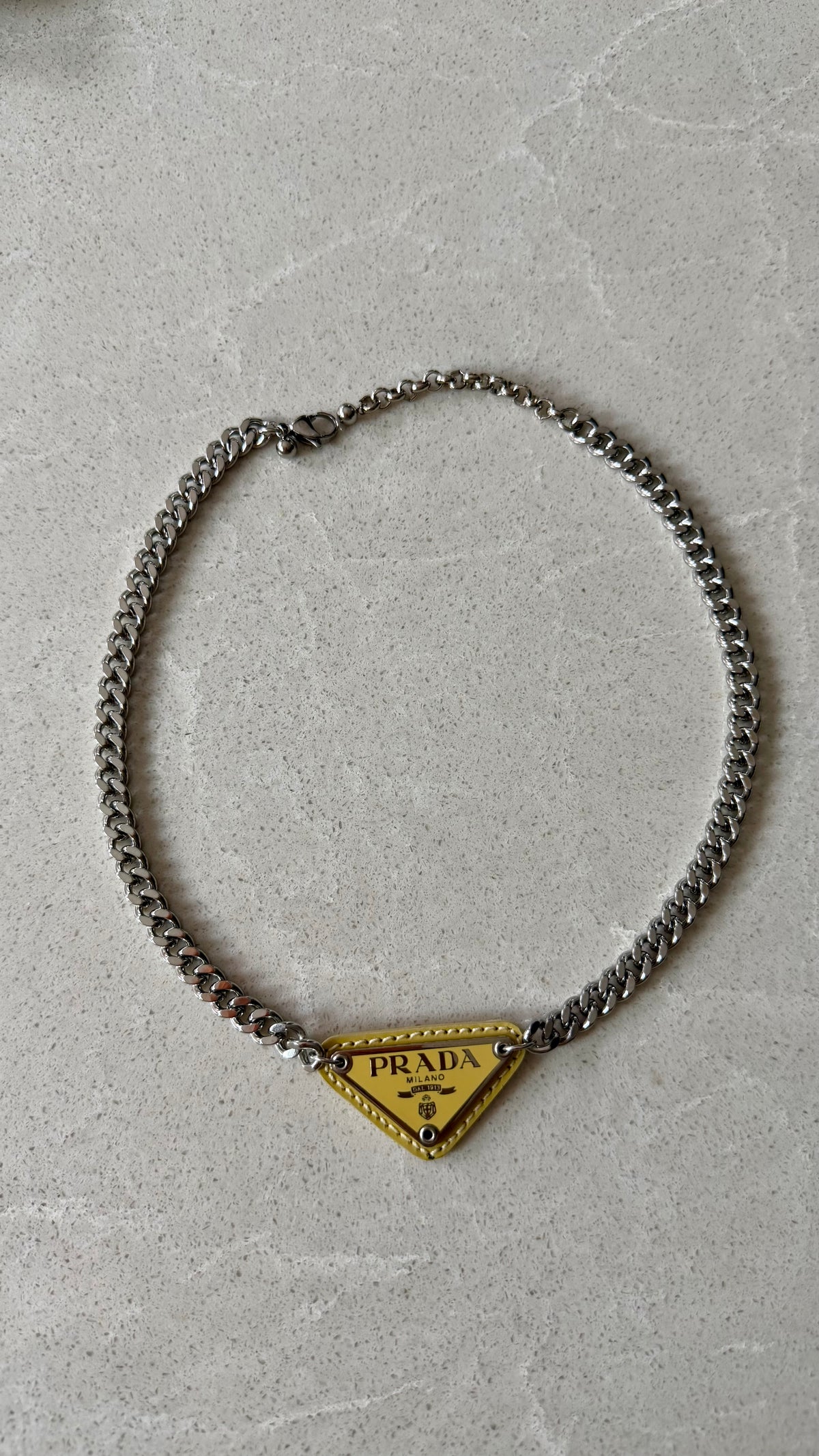 Authentic Prada Upcycle Yellow/ Silver Necklace