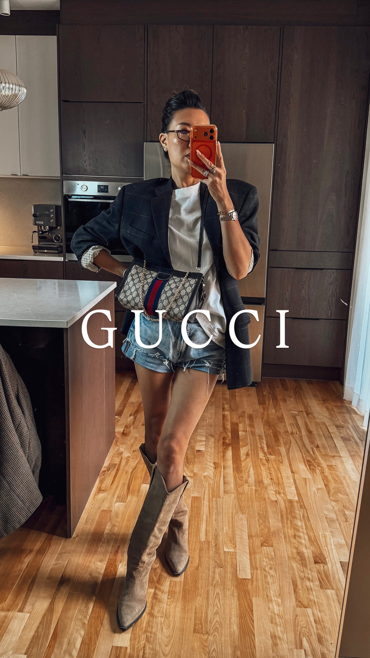 Authentic Vintage Gucci Upcycle Dark Navy Purse (with velcro closing) with Straps and Chain