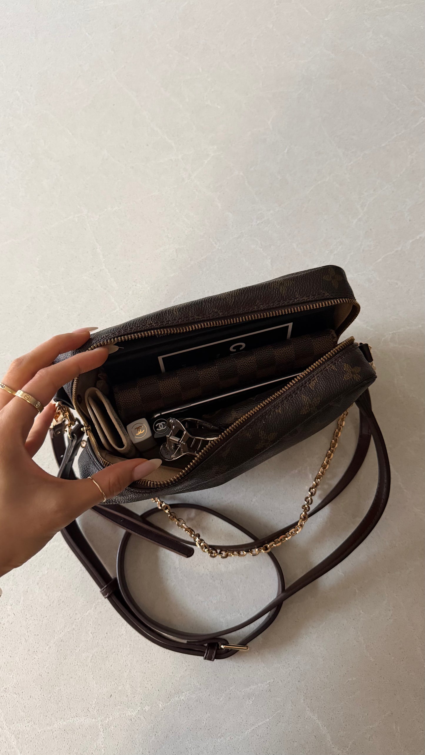 Authentic Vintage Louis Vuitton Upcycle Purse with Straps & Chain