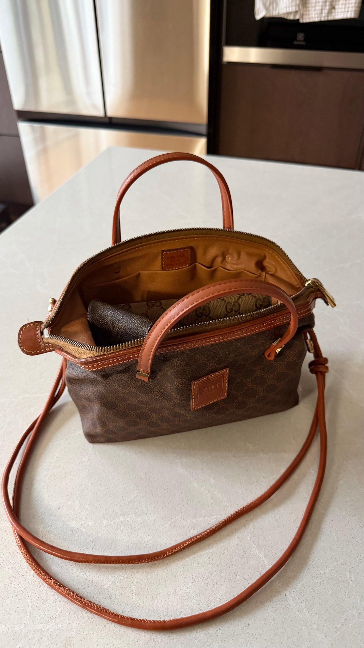 Authentic Vintage Celine Upcycle Brown Purse with Straps
