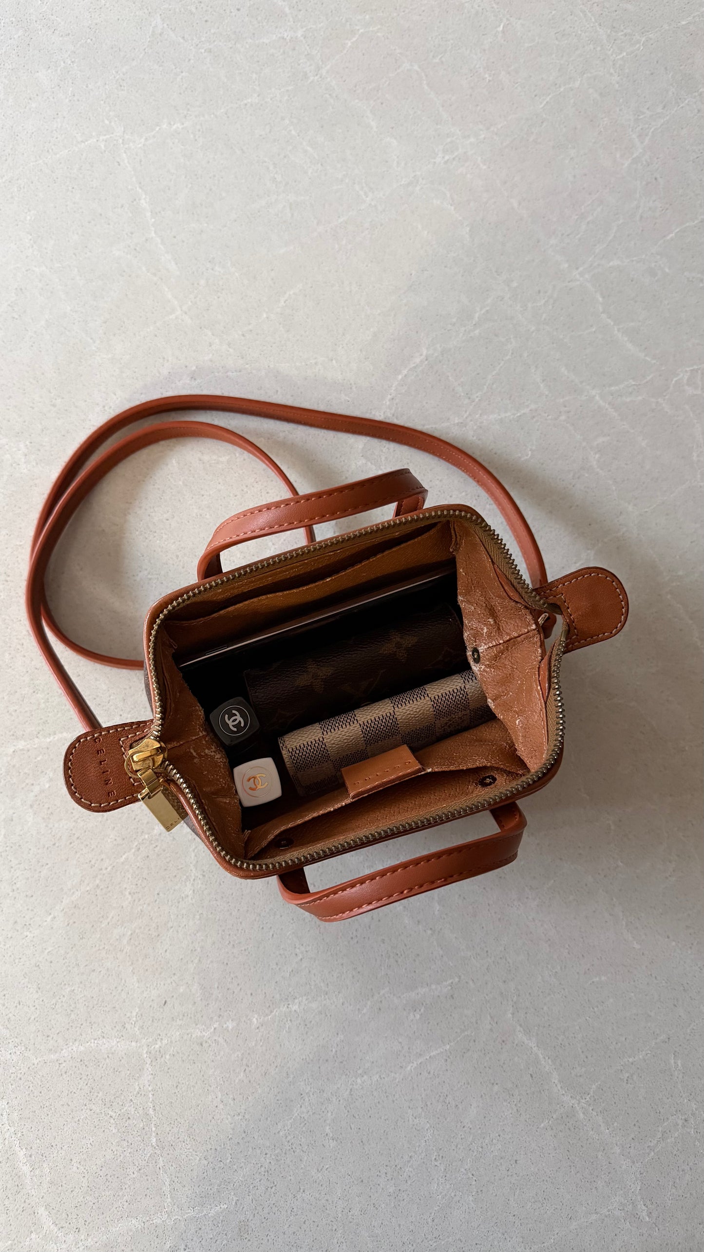 Authentic Vintage Celine Upcycle Small Brown Purse with Straps