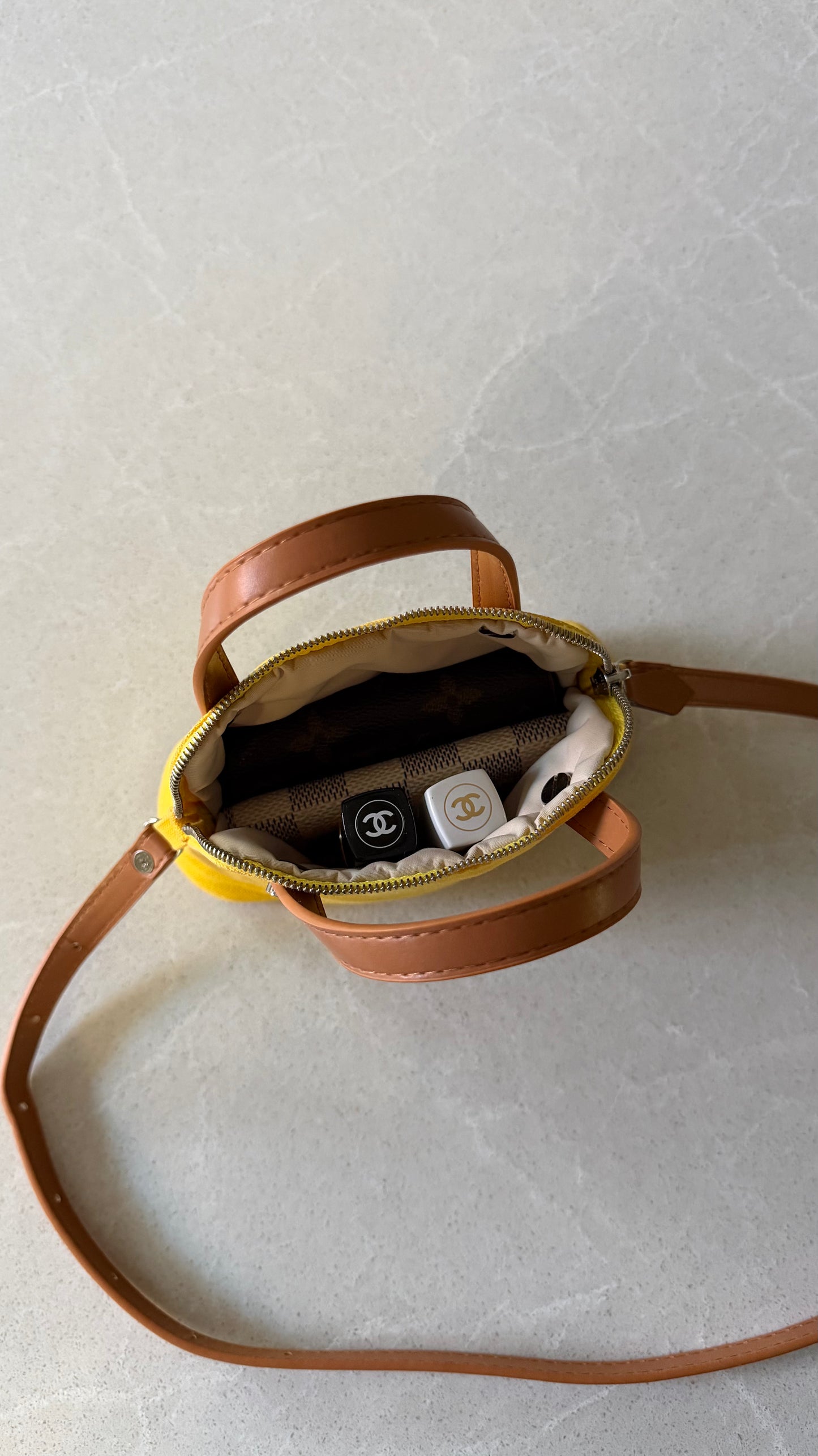 Authentic Hermès Upcycle Canvas Small Yellow Pochette with Straps