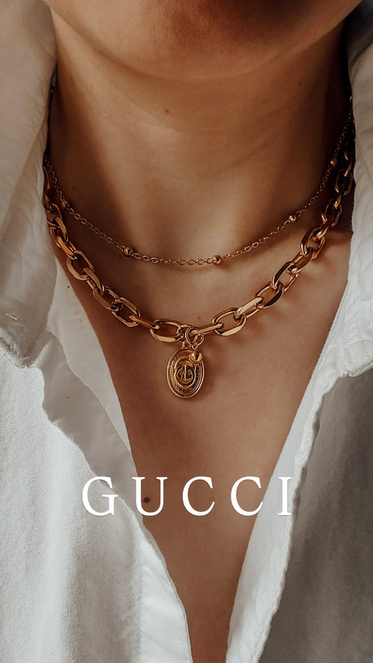 Authentic Vintage Gucci Upcycle Gold Beads Layers Necklace