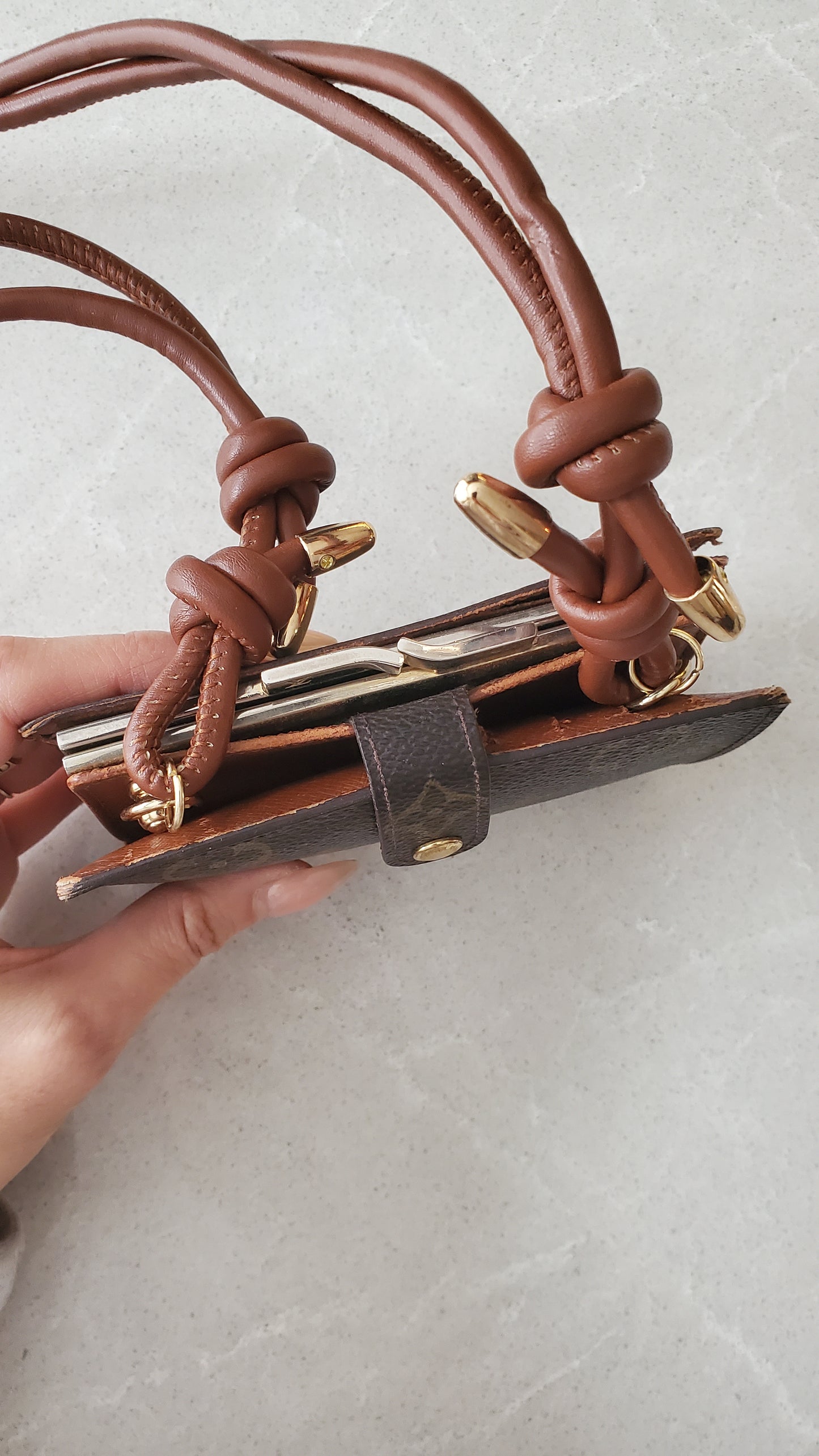 Authentic Vintage Louis Vuitton Upcycle Small Compact Wallet with Strap