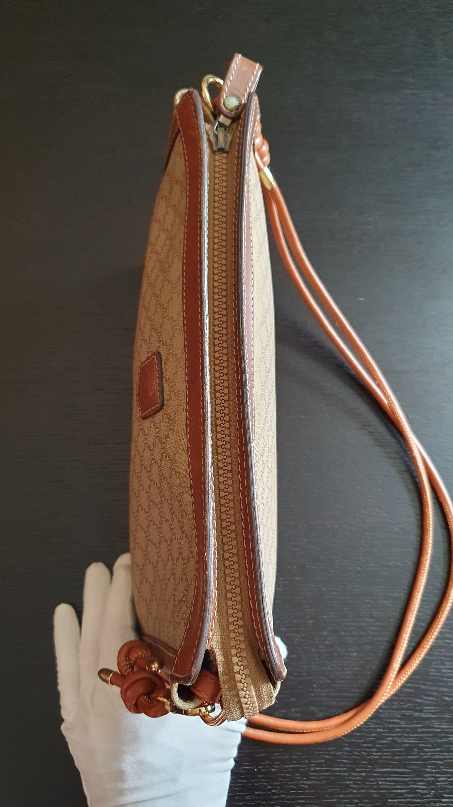 Authentic Vintage Celine Upcycle Tan/ Brown Versatile Purse with Knotted Strap