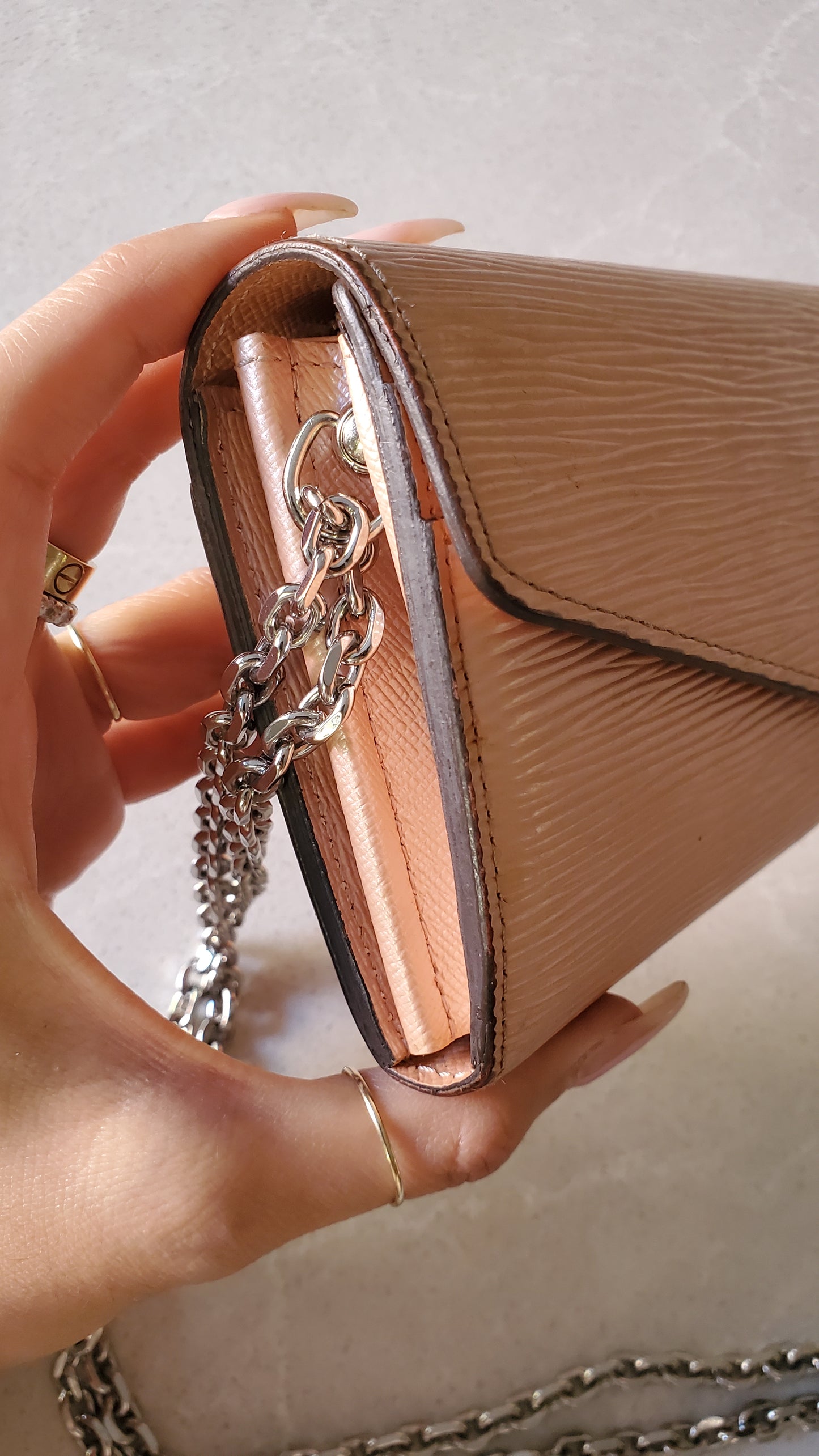 Authentic Louis Vuitton Pink Epi Upcycle Long Wallet on Chain