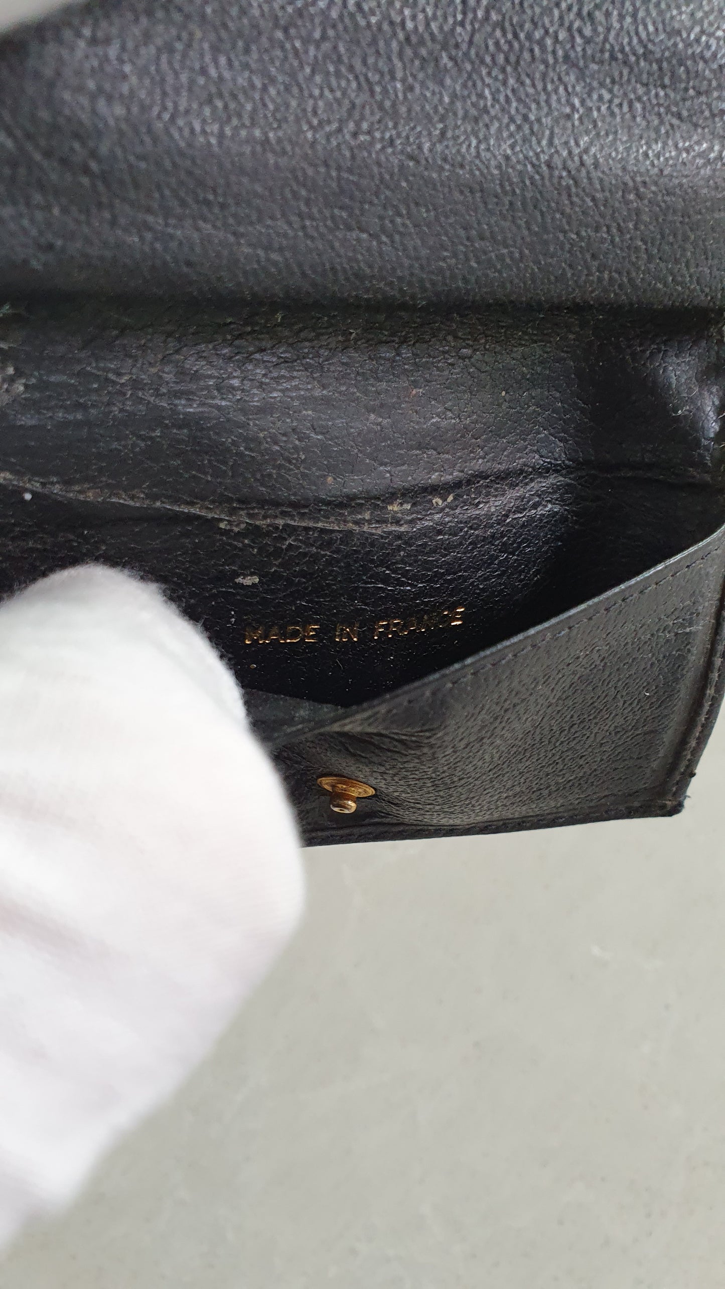 Authentic Chanel Upcycle Mini Black Leather Wallet with Single Handle