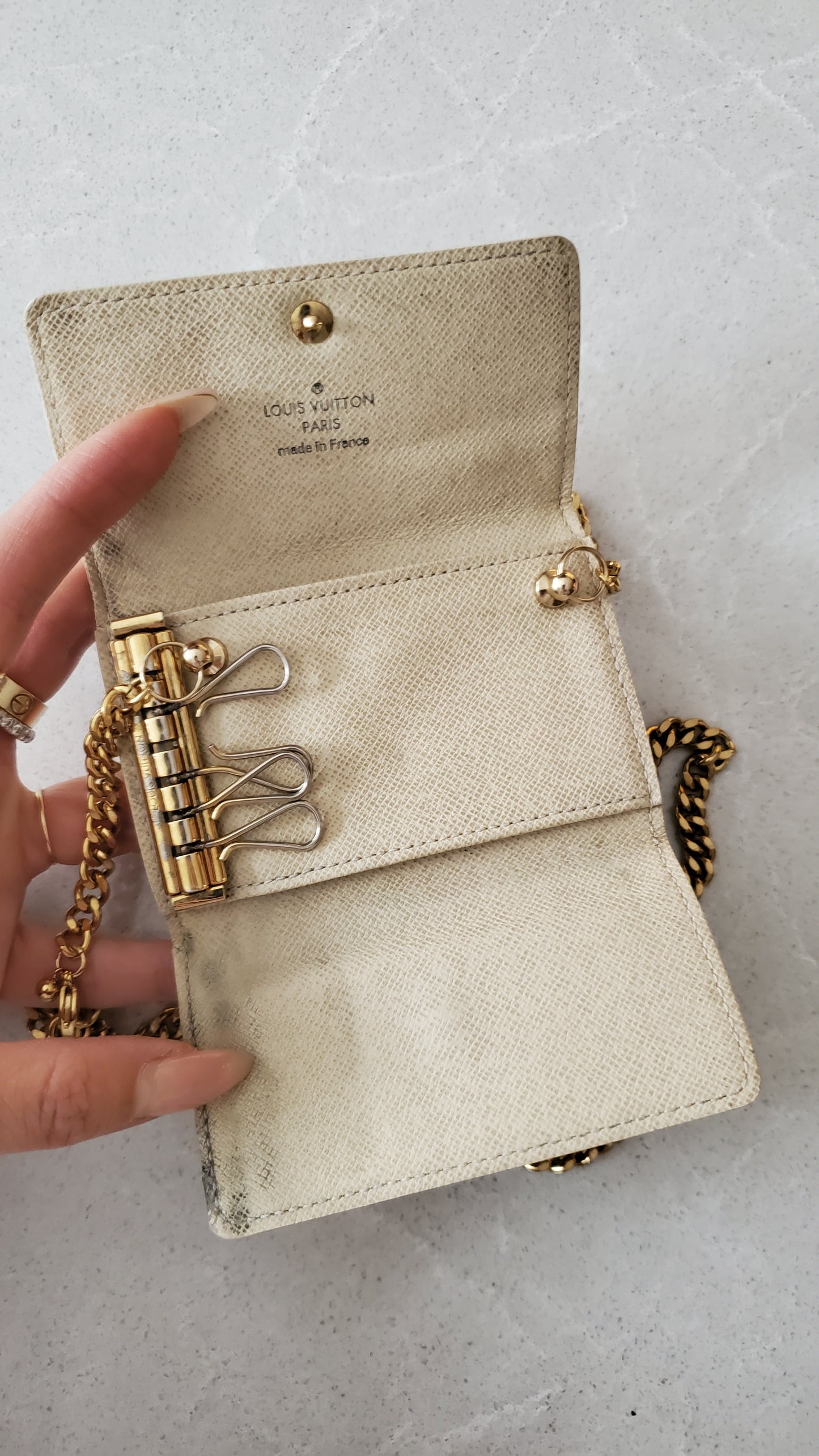 Authentic Louis Vuitton Damier Upcycle Keyholder on Chain