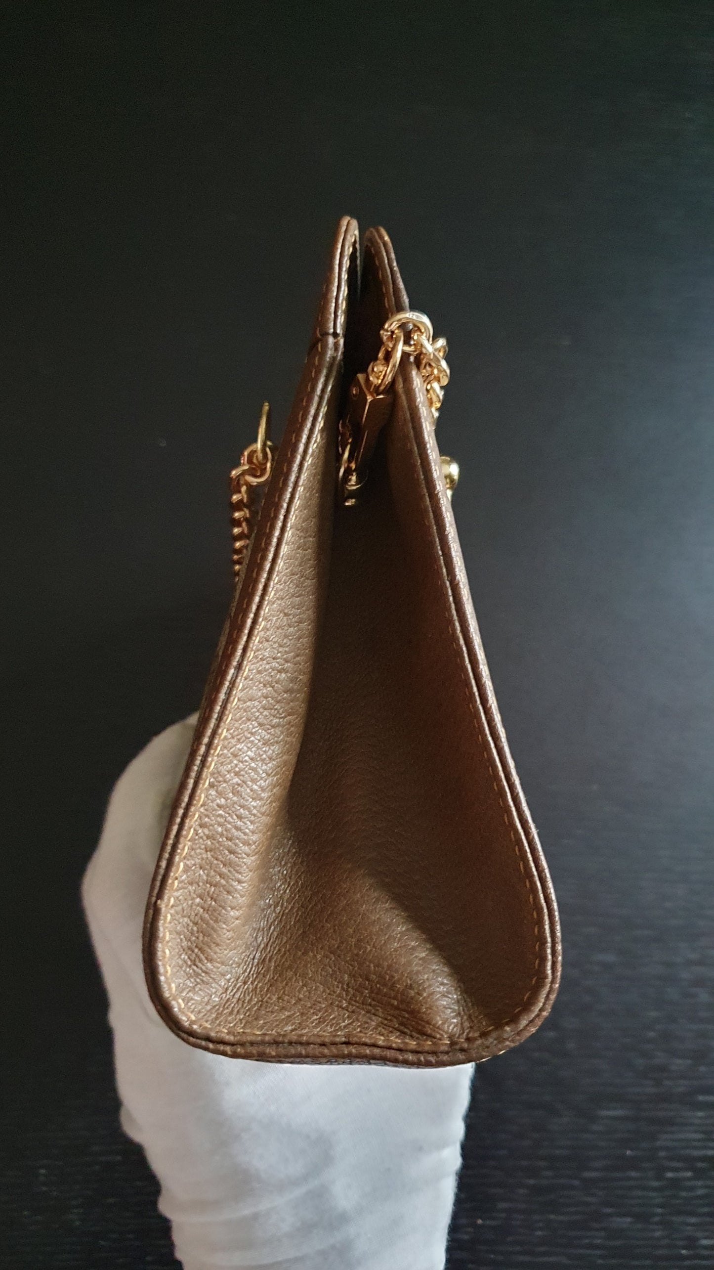 Authentic Vintage Gucci Upcycle Brown Purse with Chains (with velcro closing)