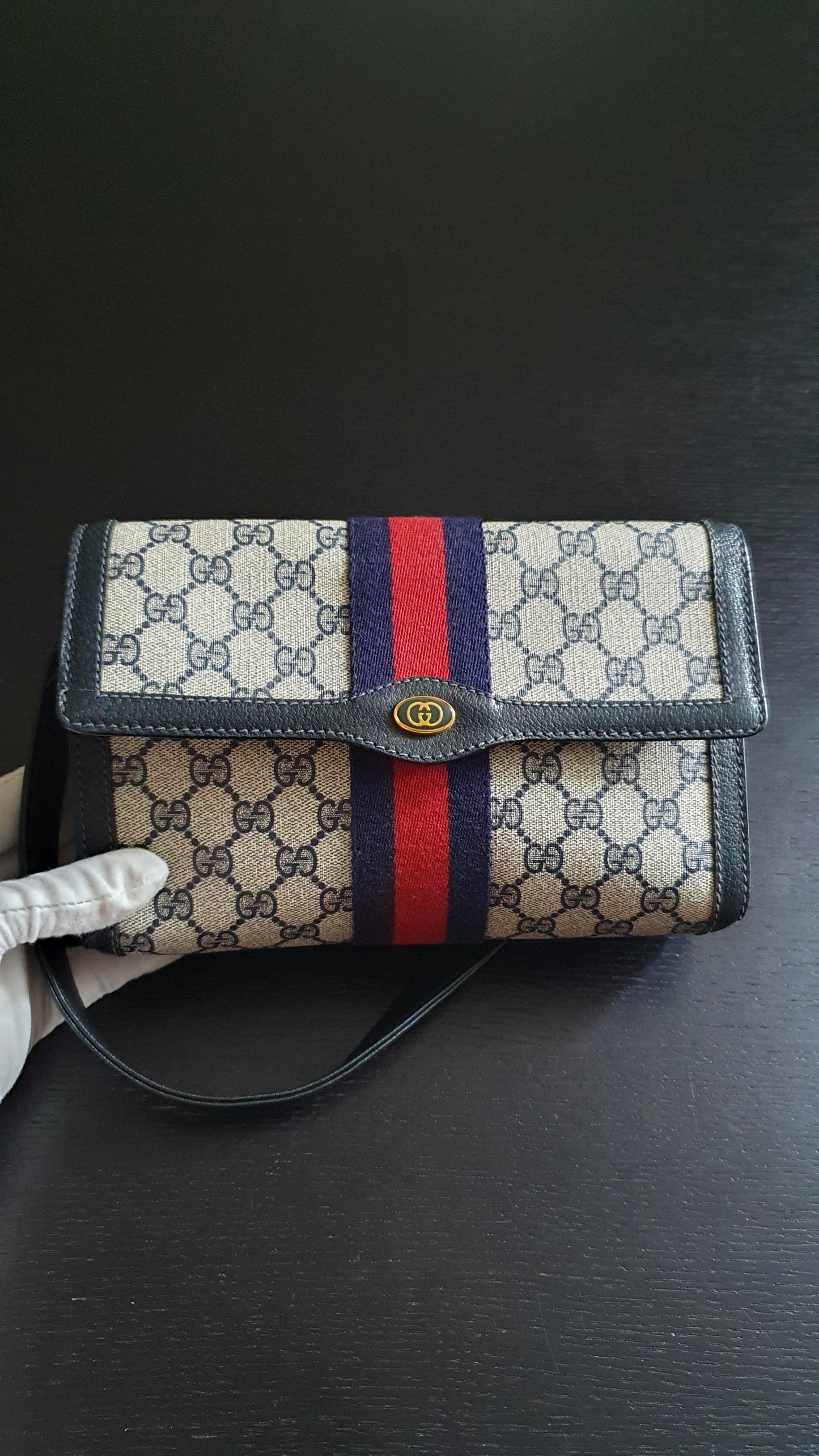 Authentic Vintage Gucci Upcycle (Dark Navy) Versatile Purse