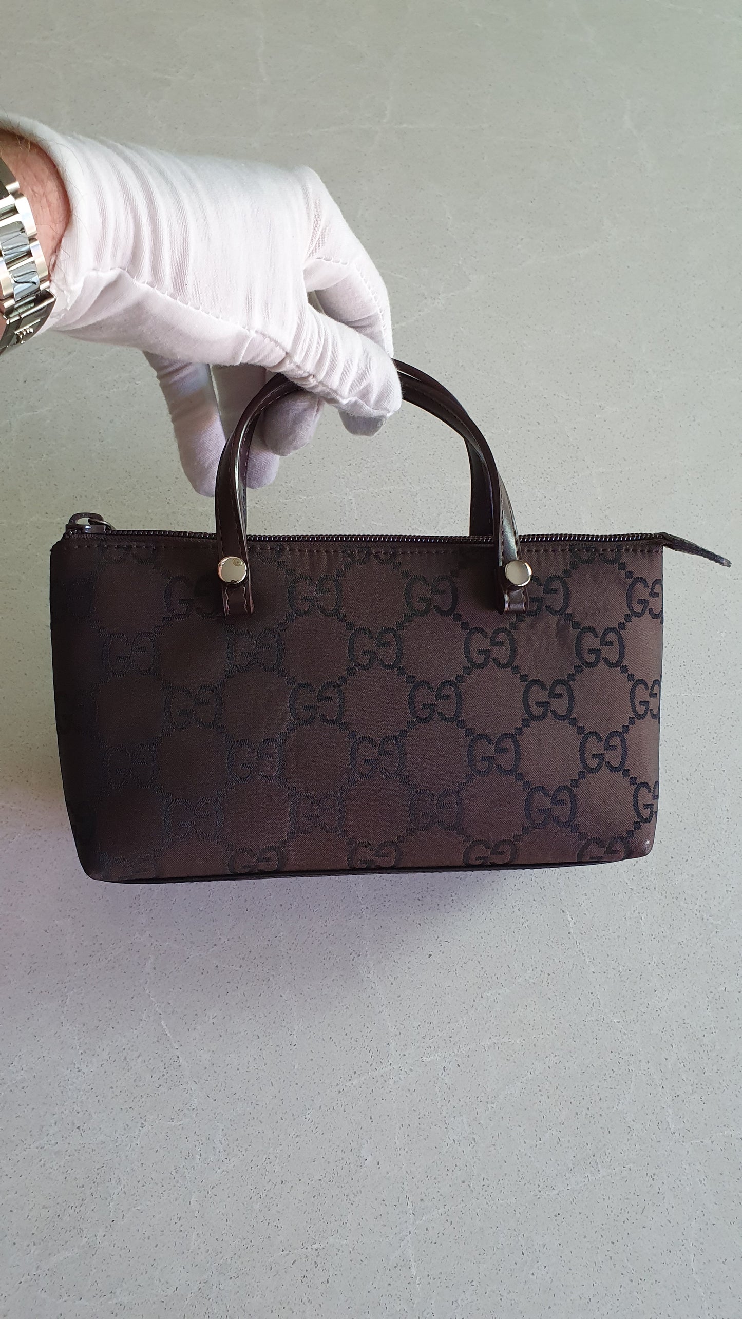 Authentic Gucci Upcycle Brown Purse with Two Handles