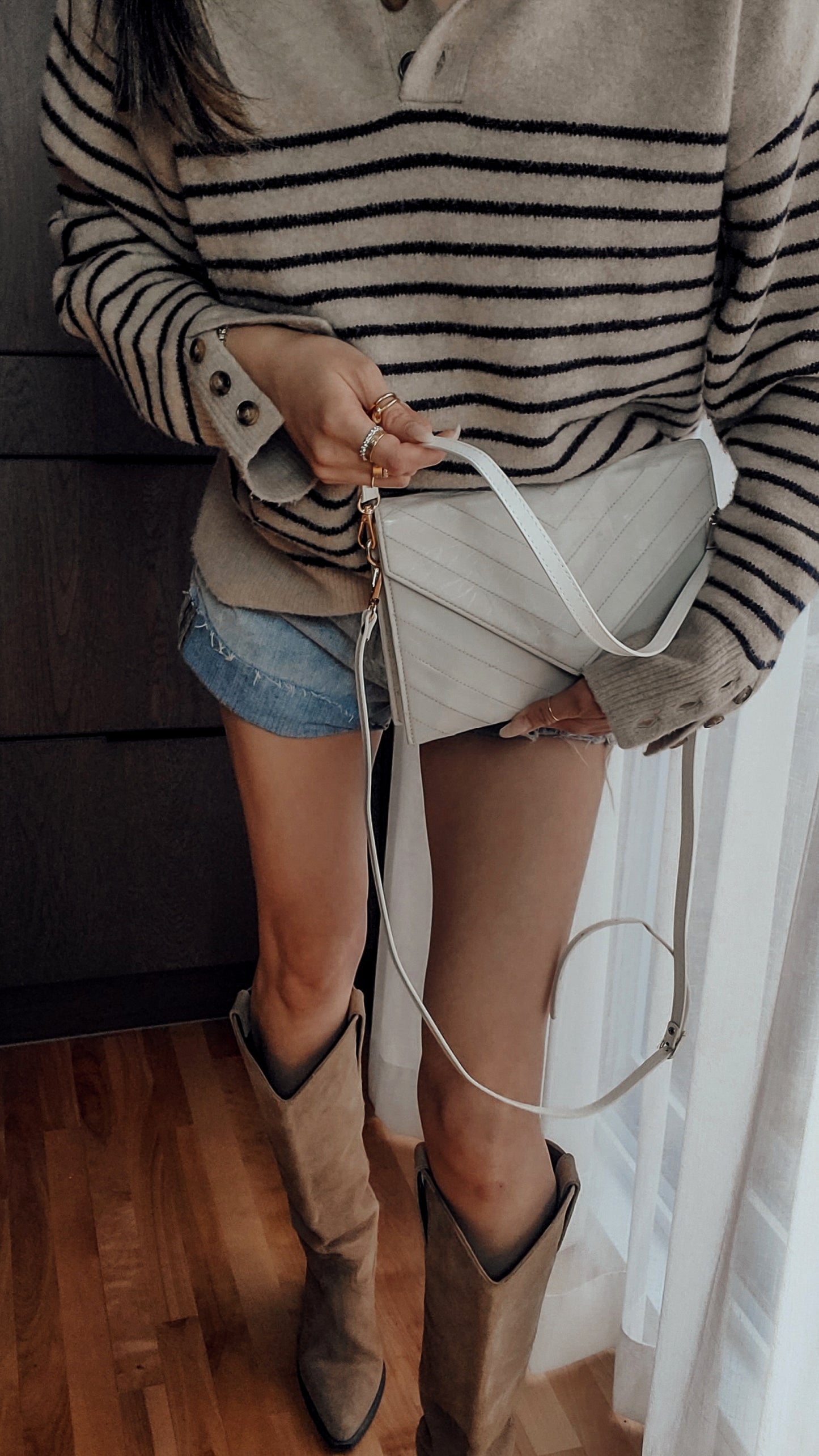 Authentic Vintage YSL Yves Saint Laurent Upcycle White Leather Multi Compartments Purse with Straps