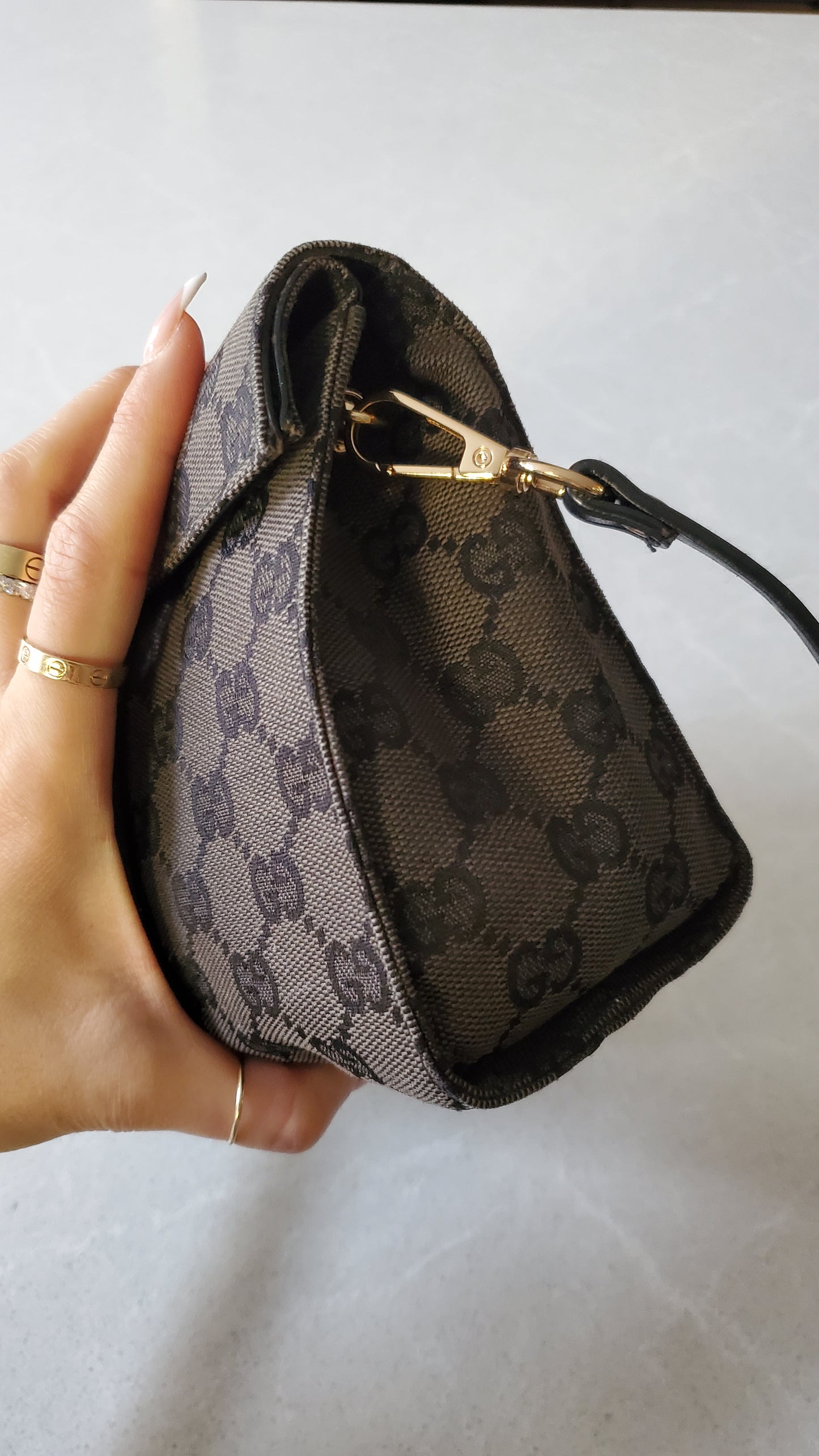 Authentic Gucci Upcycle Black Monogram Purse with Strap