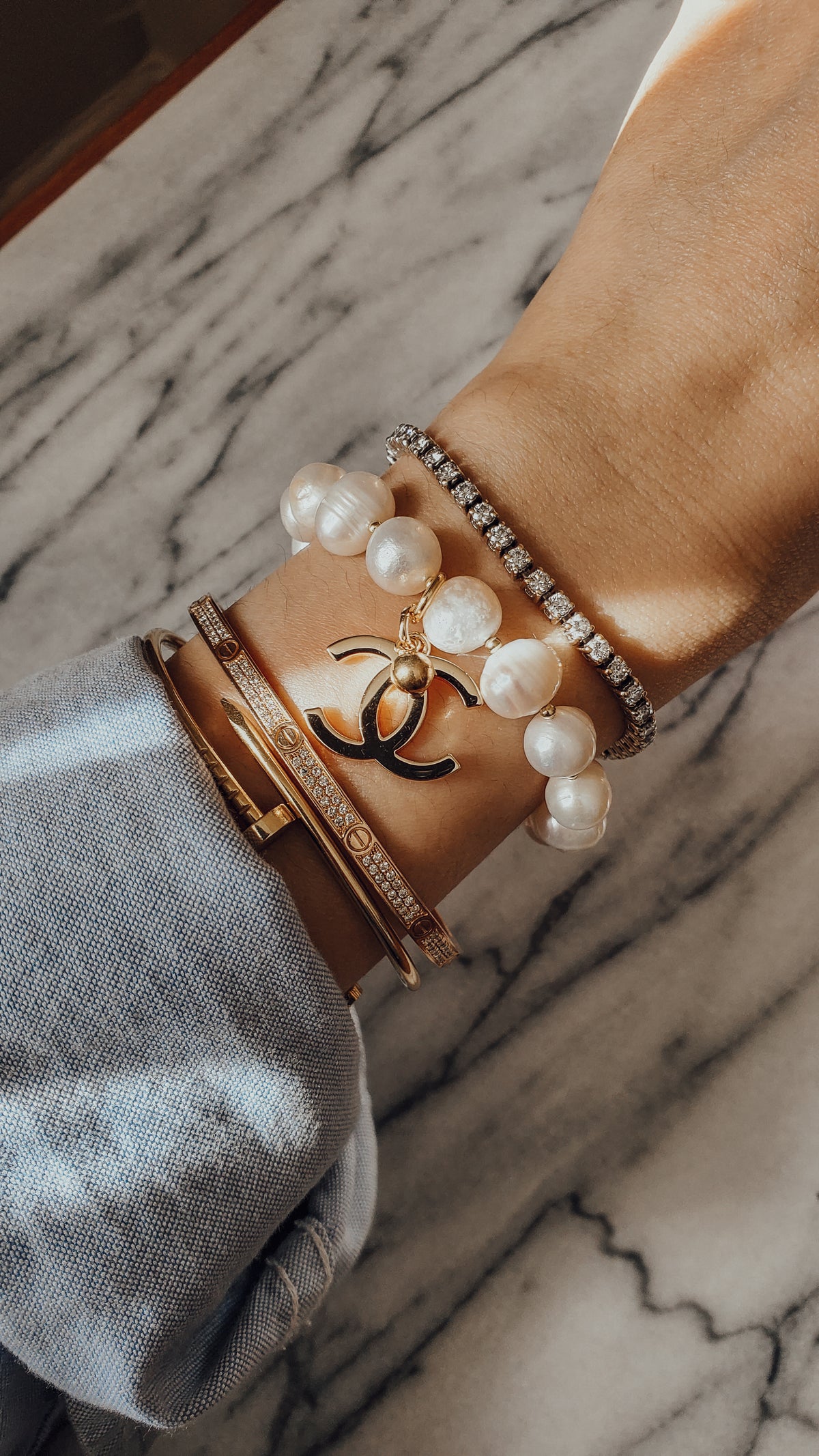 Authentic Chanel Upcycle Handmade Real Freshwater Pearl Bracelet