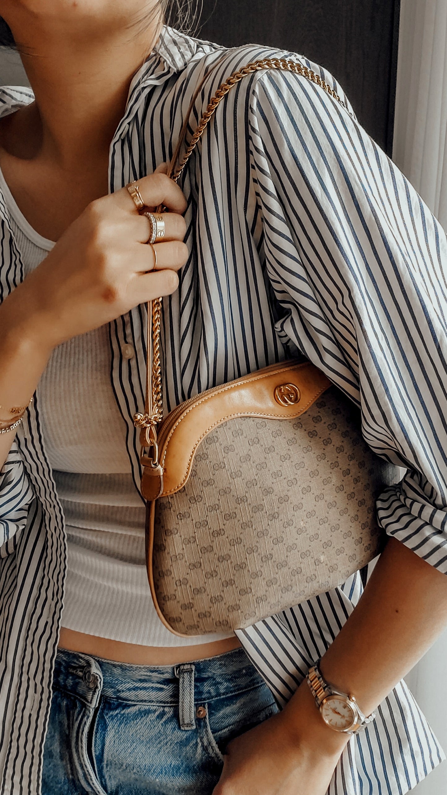 Authentic Vintage Gucci Upcycle Shoulder Purse on Chain/ Strap