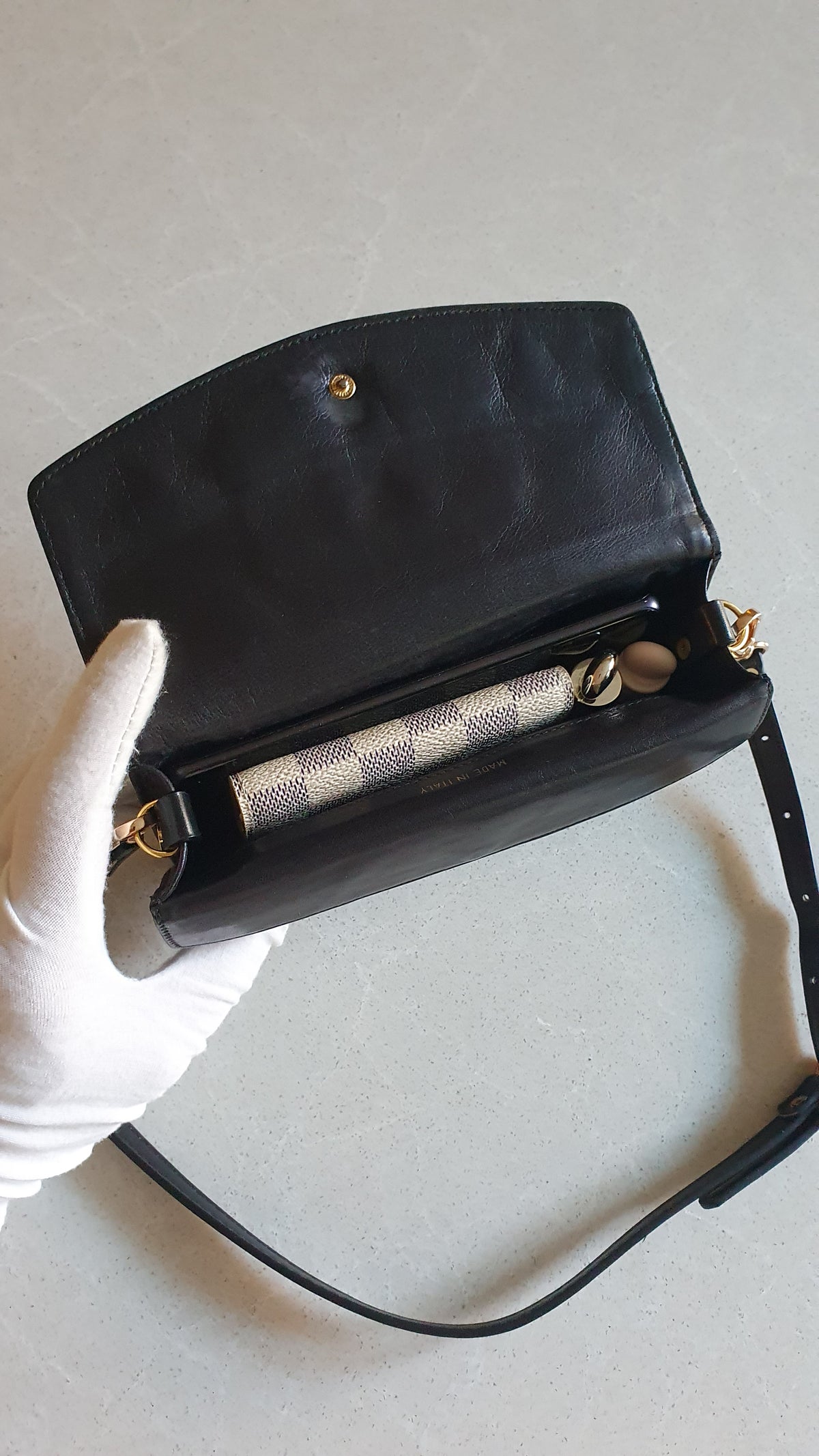 Authentic Vintage Chanel Upcycle Black Caviar Shoulder Wallet with Strap