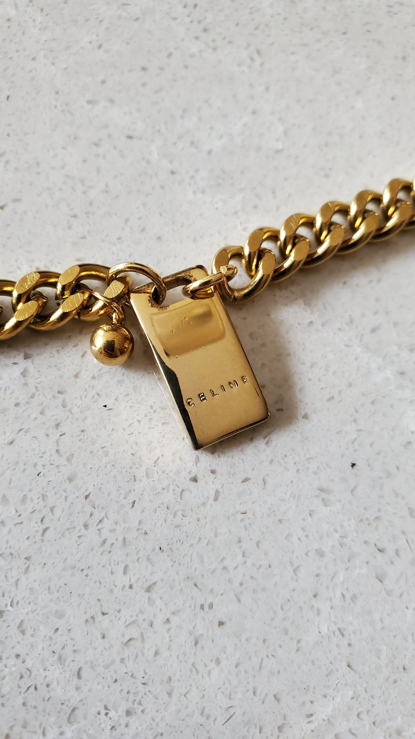 Authentic Vintage Celine Upcycle Gold Cuban Bracelet