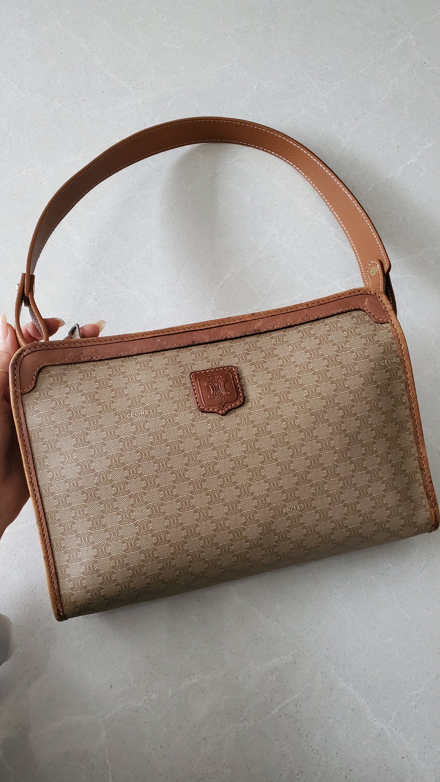 Authentic Vintage Celine Upcycle Shoulder Tan Purse