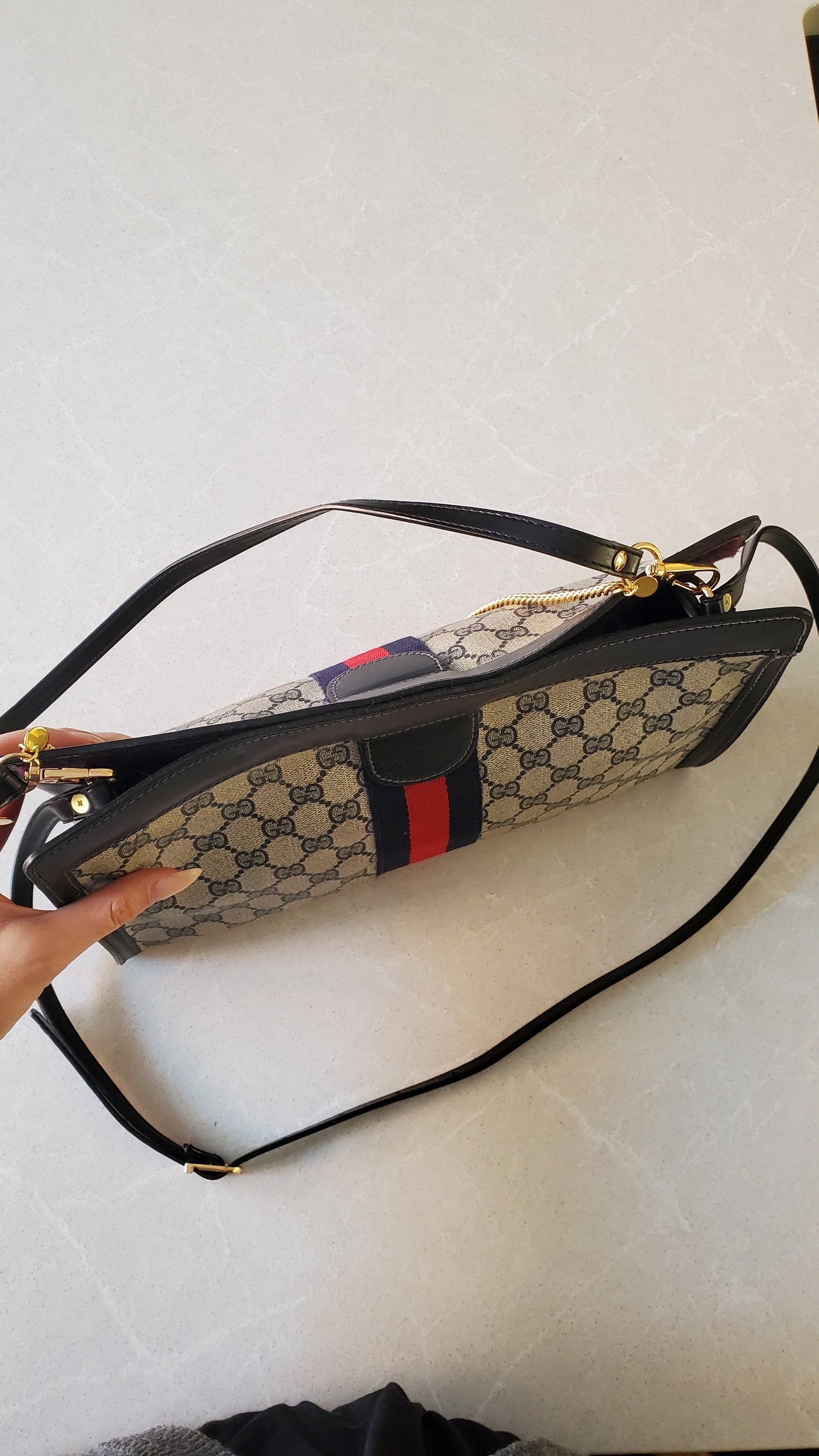 Authentic Vintage Upcycle Gucci Large Bag on Chains (with velcro closing)