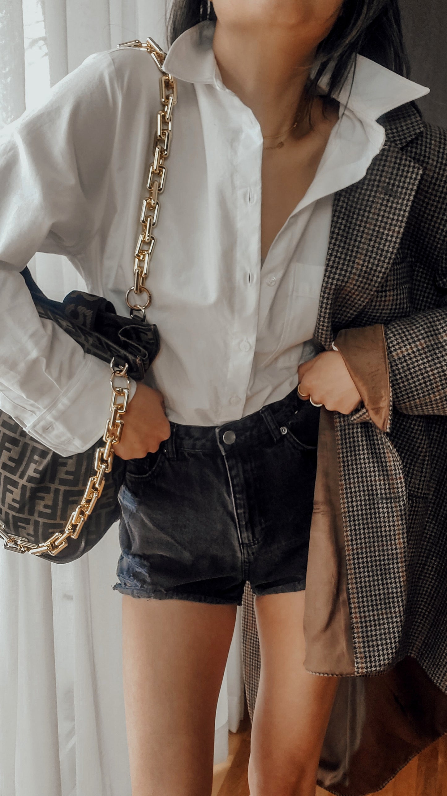 Authentic Fendi FF Upcycle Large Tote Bag with Chains