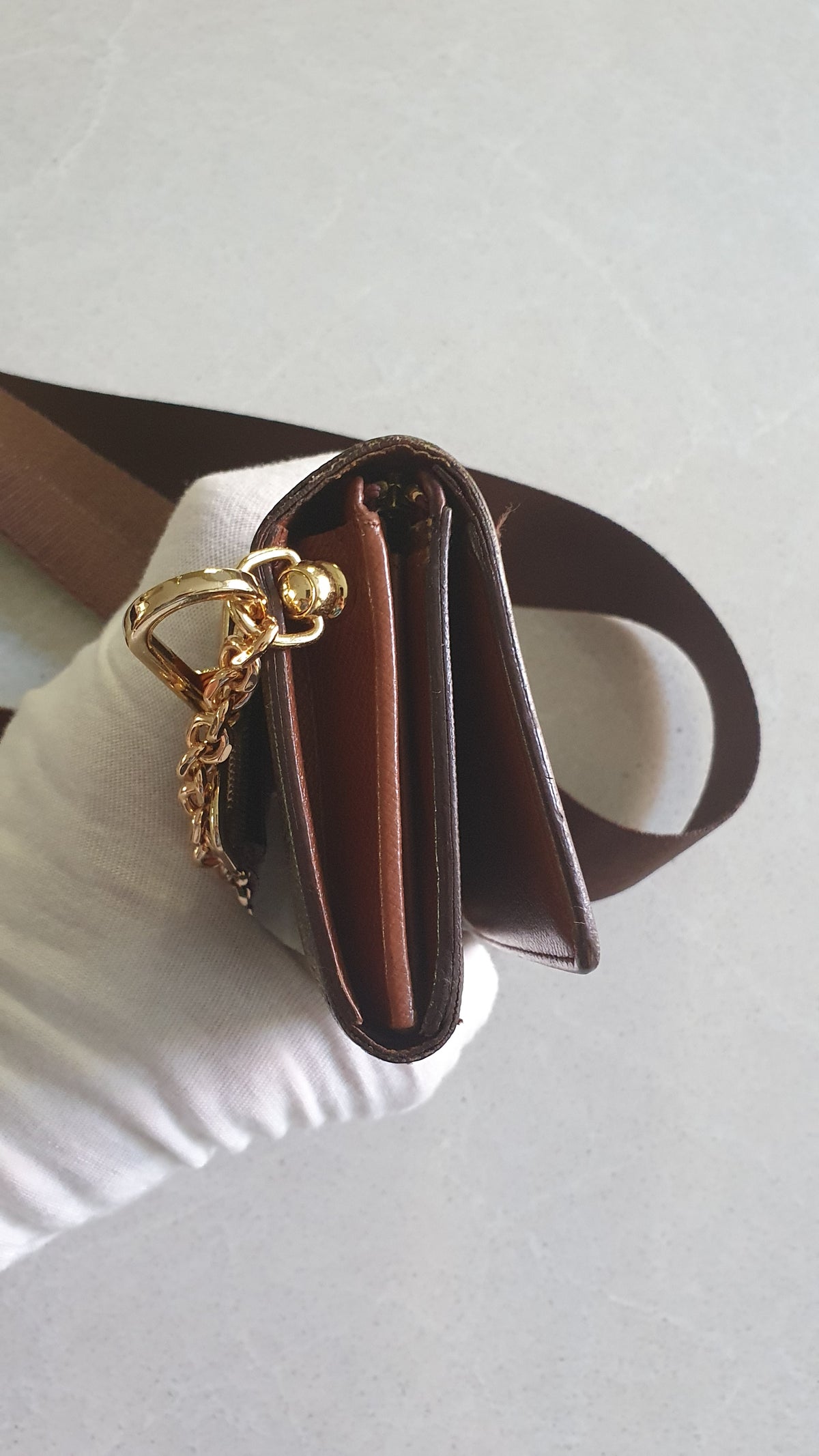 Authentic Vintage Louis Vuitton Upcycle Small Wallet with Strap and Chain