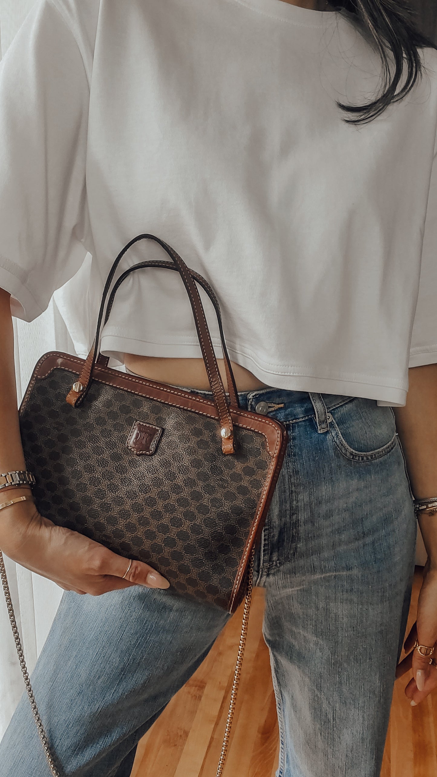 Authentic Vintage Celine Upcycle Purse (with Two Handle Straps)