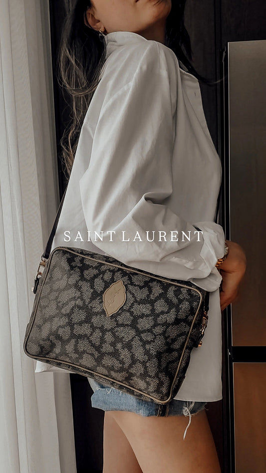 Authentic Vintage YSL Yves Saint Laurent Upcycle Print Purse with Straps