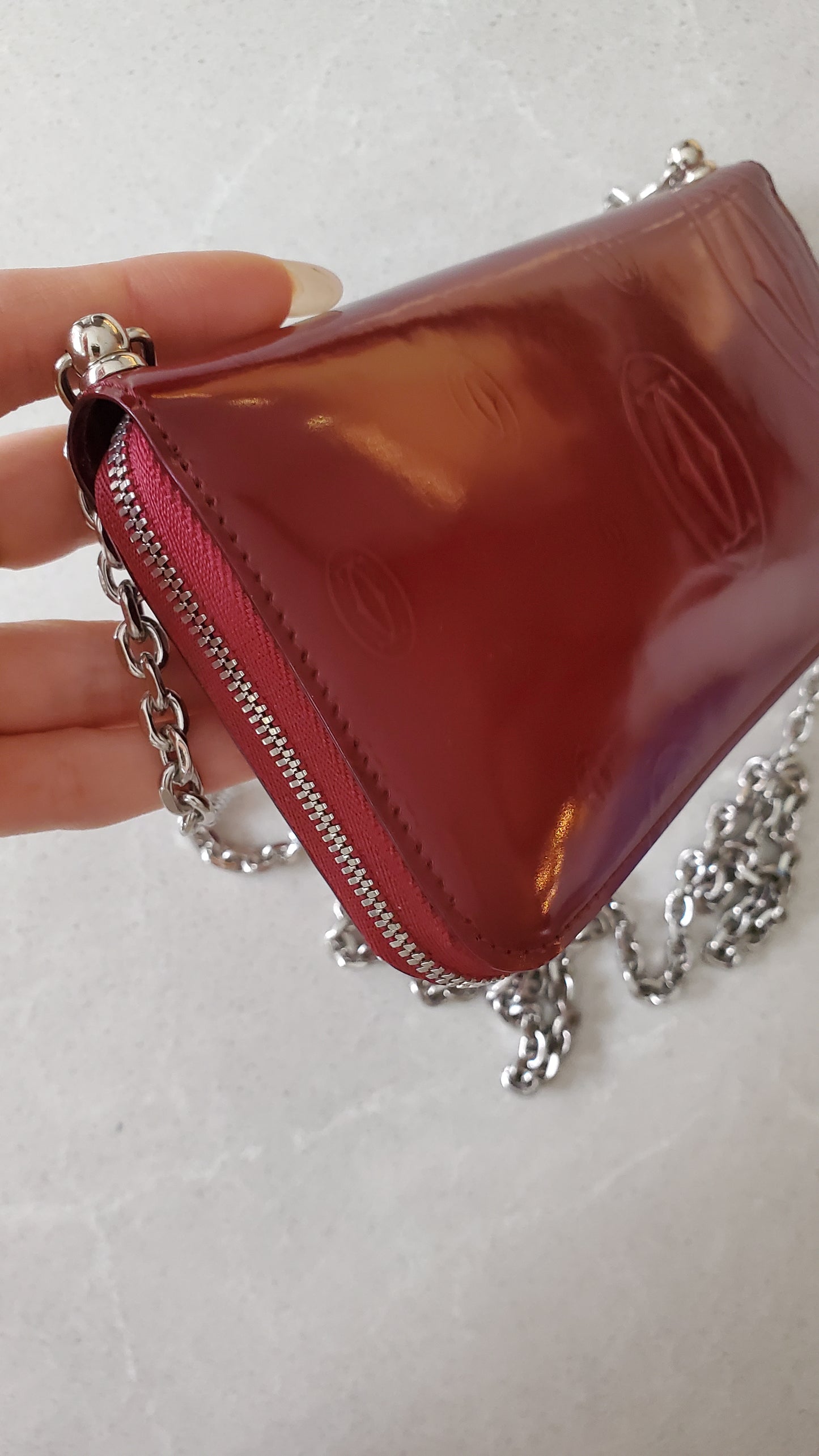 Authentic Vintage Cartier Upcycle Long Zip Wallet with Chains