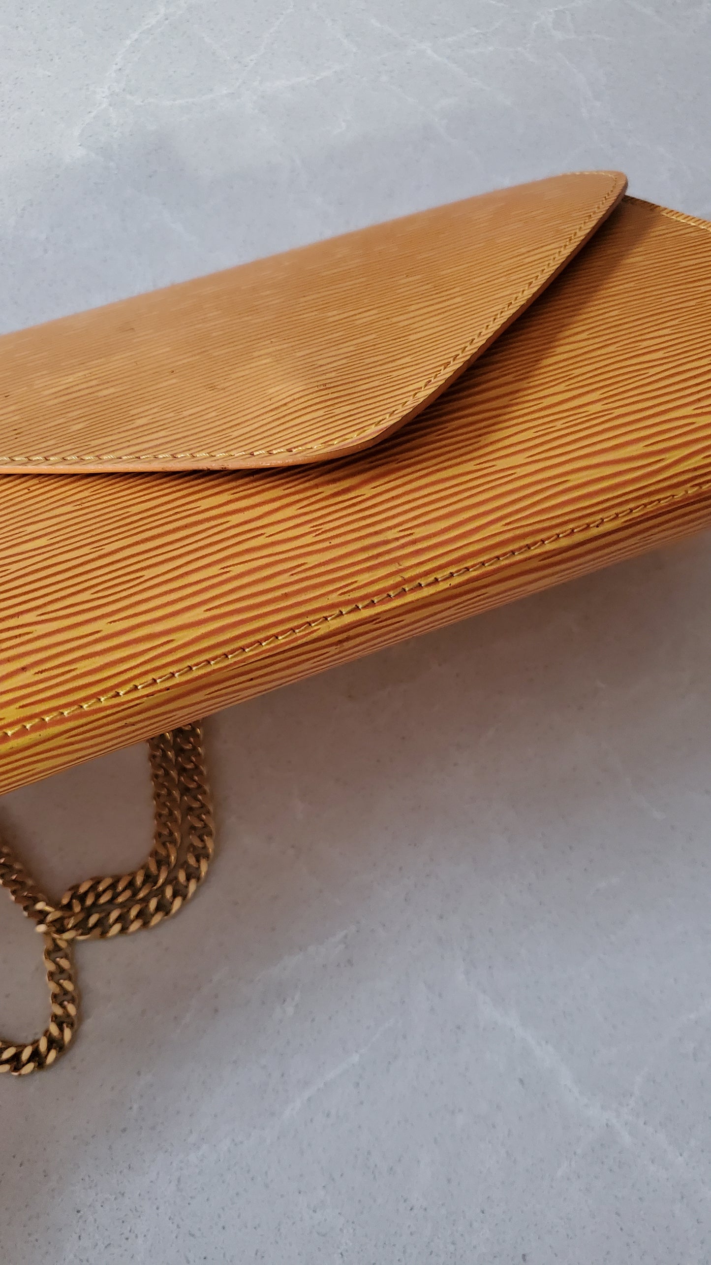 Authentic Vintage Louis Vuitton Upcycle Yellow Epi Purse on Chains