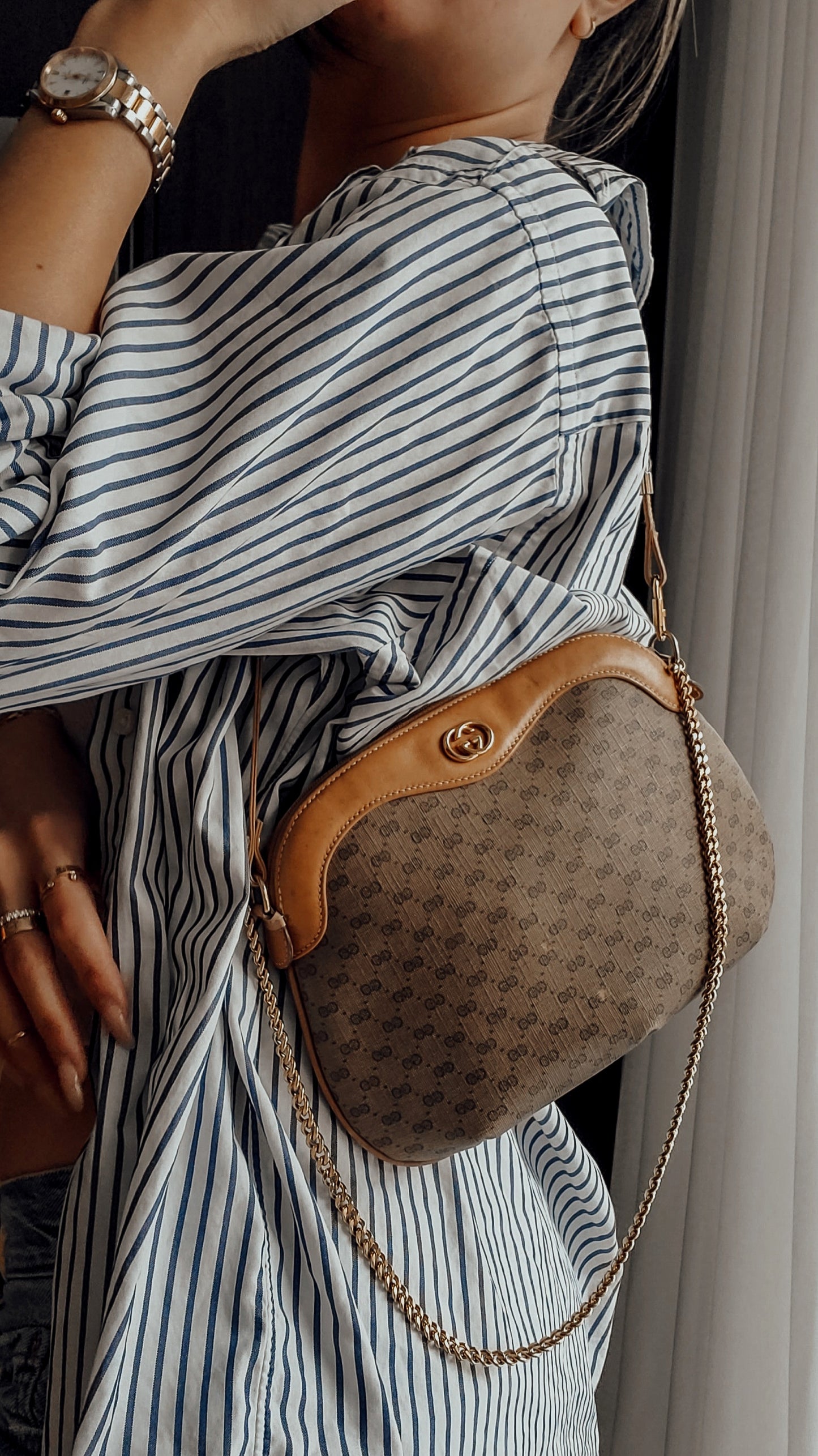 Authentic Vintage Gucci Upcycle Shoulder Purse on Chain/ Strap