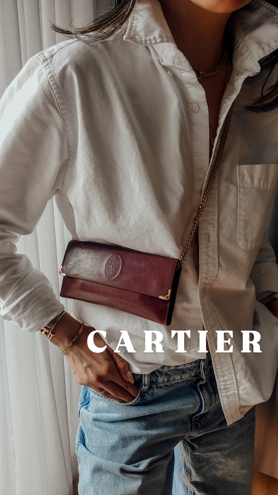Authentic Vintage Cartier Upcycle Long Wallet on Chain
