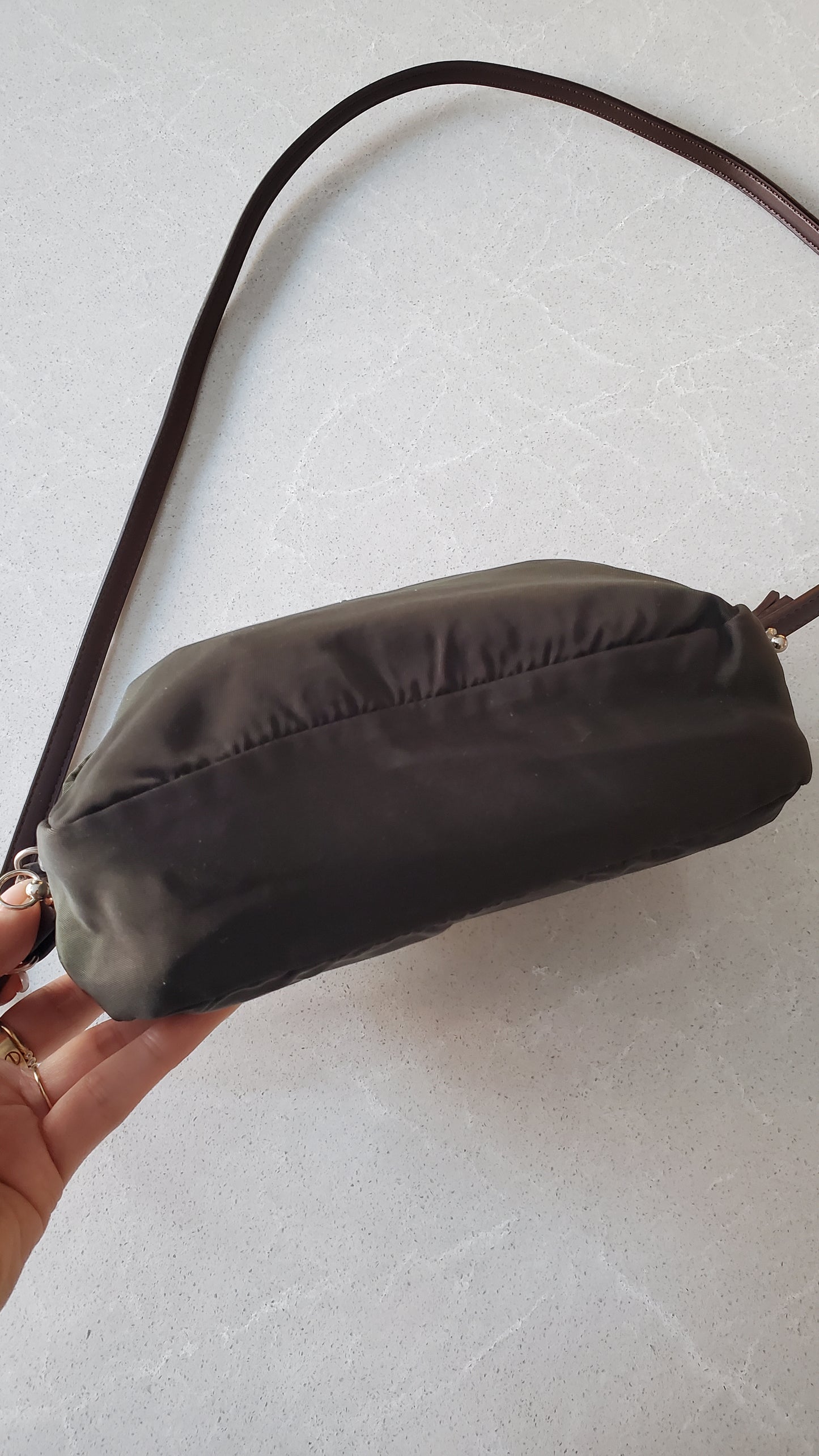 Authentic Prada (Green) Upcycle Nylon Pouch with Strap