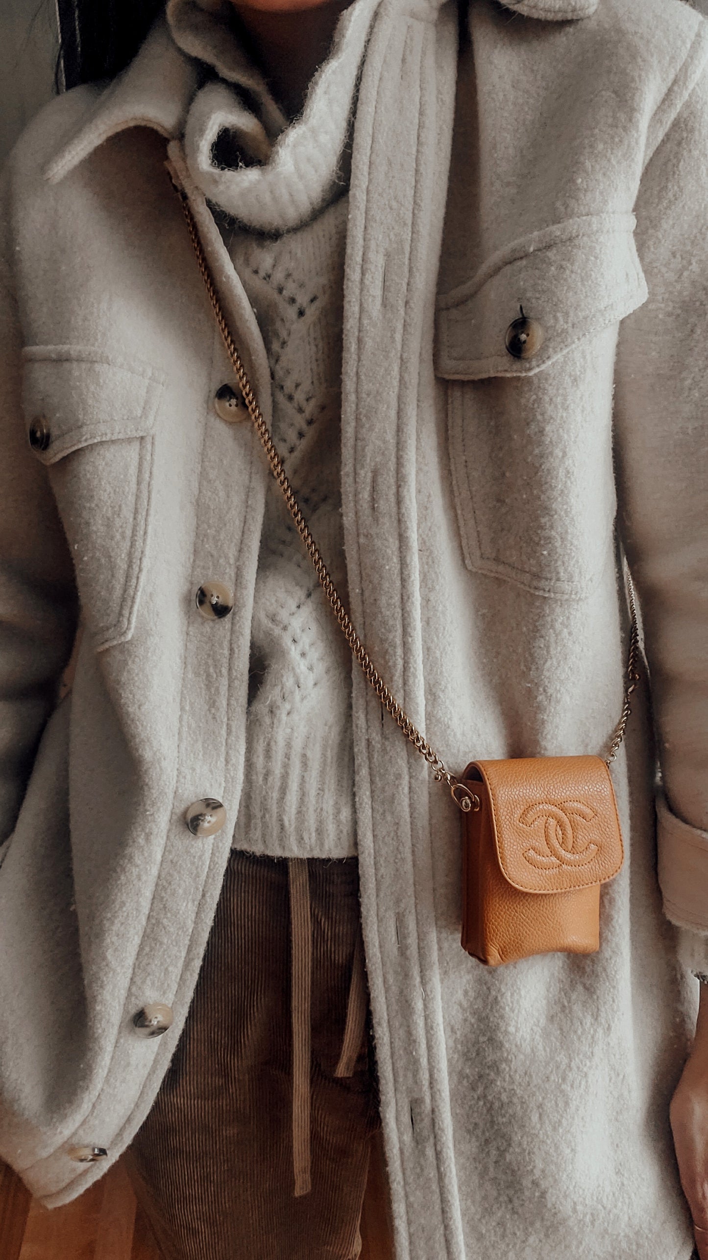 *Rare* Authentic Vintage Chanel Upcycle Yellow Caviar Pouch on Chain (2 chain options)