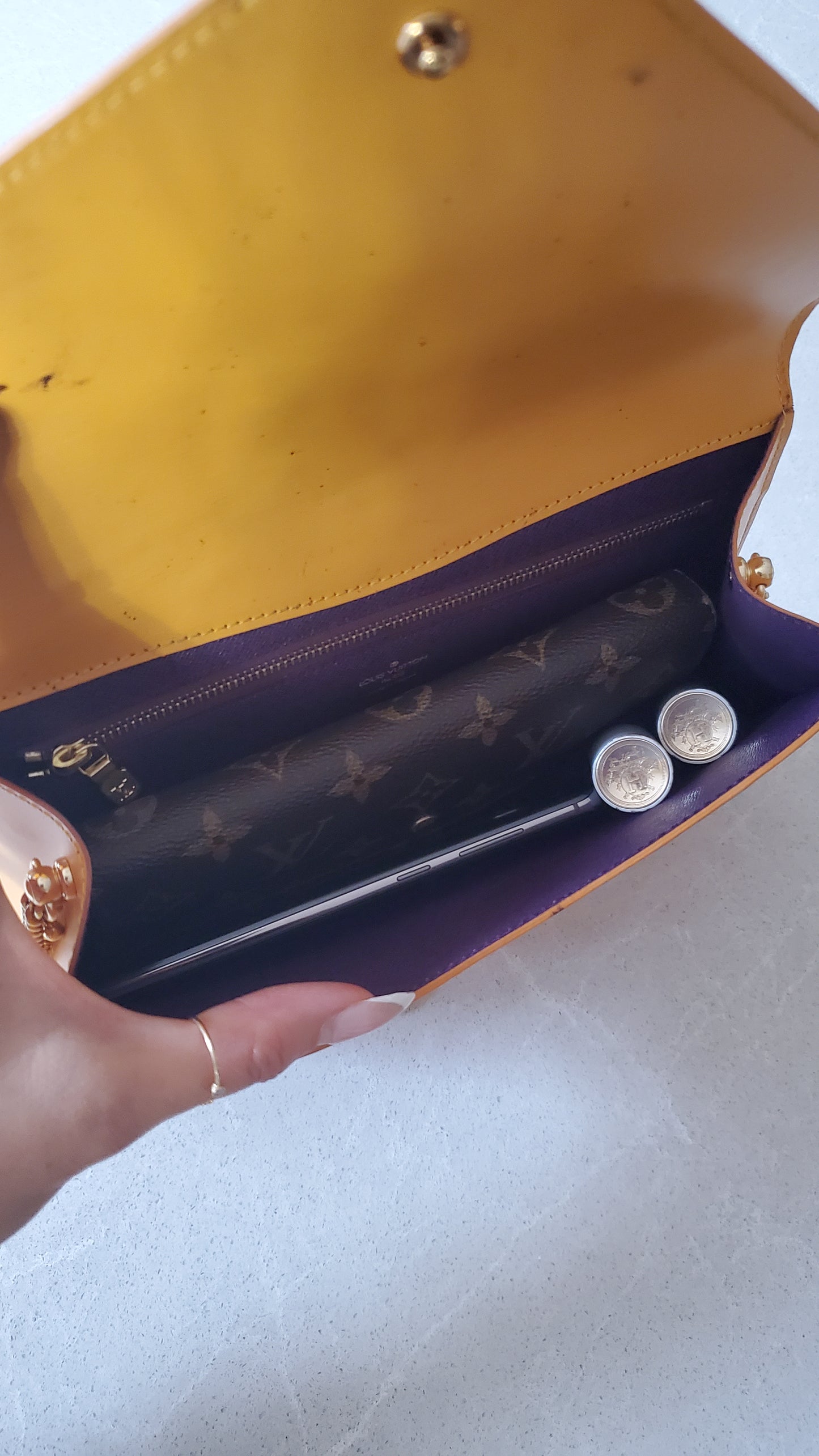 Authentic Vintage Louis Vuitton Upcycle Yellow Epi Purse on Chains