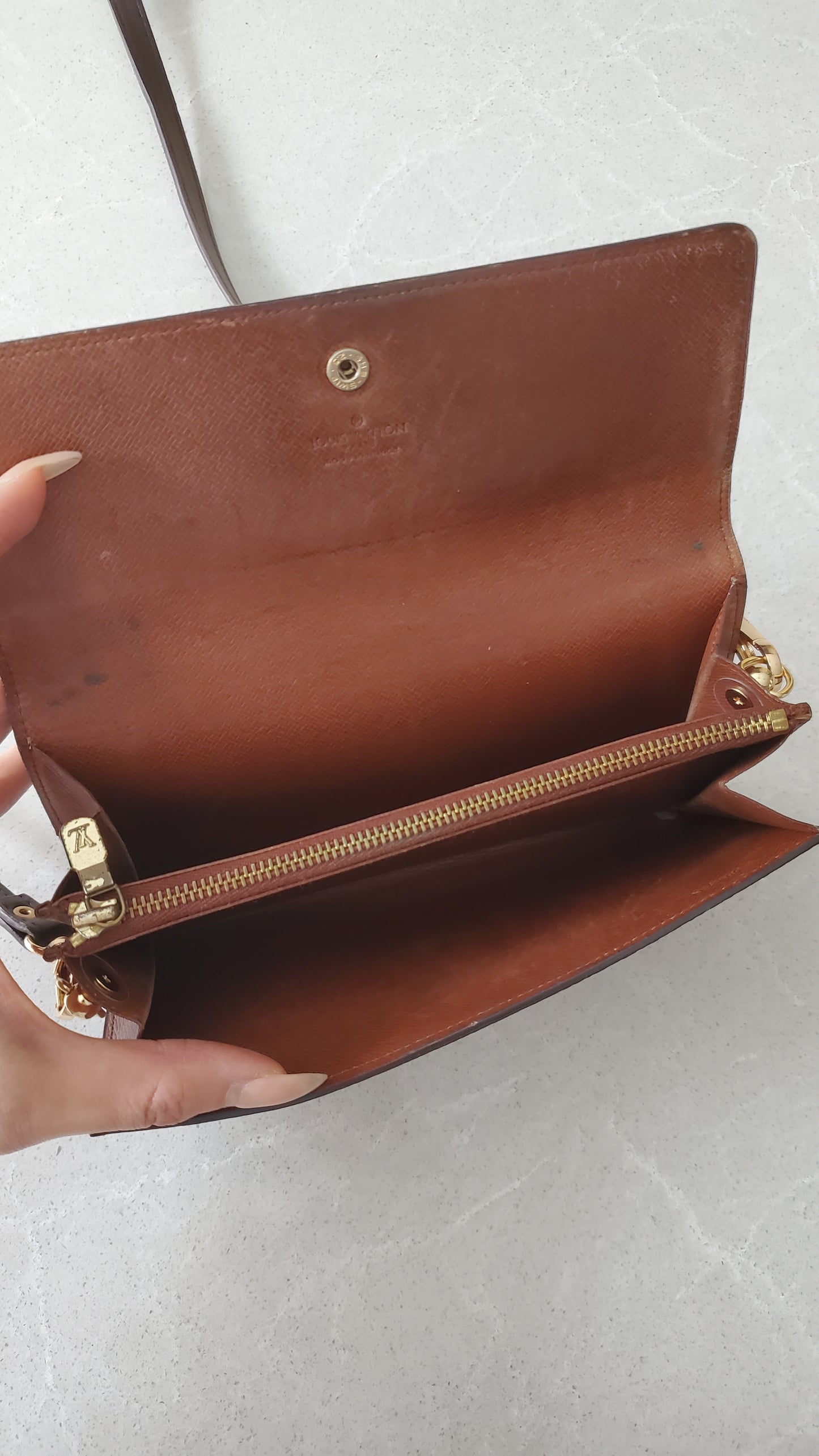 Authentic Vintage Louis Vuitton Upcycle Long Wallet with Strap